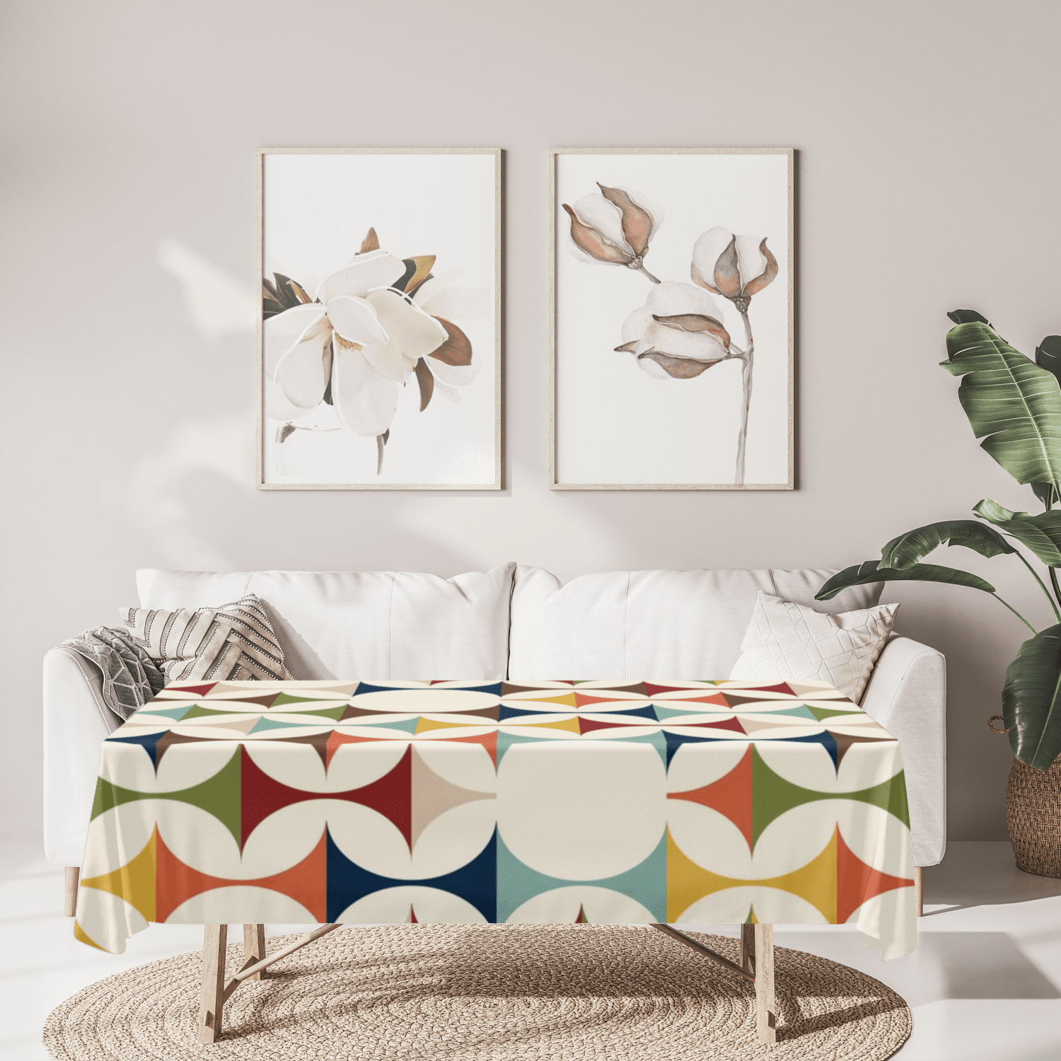 Scandinavian Mid Century Modern Geometric Tablecloth - Mid Century Modern Gal