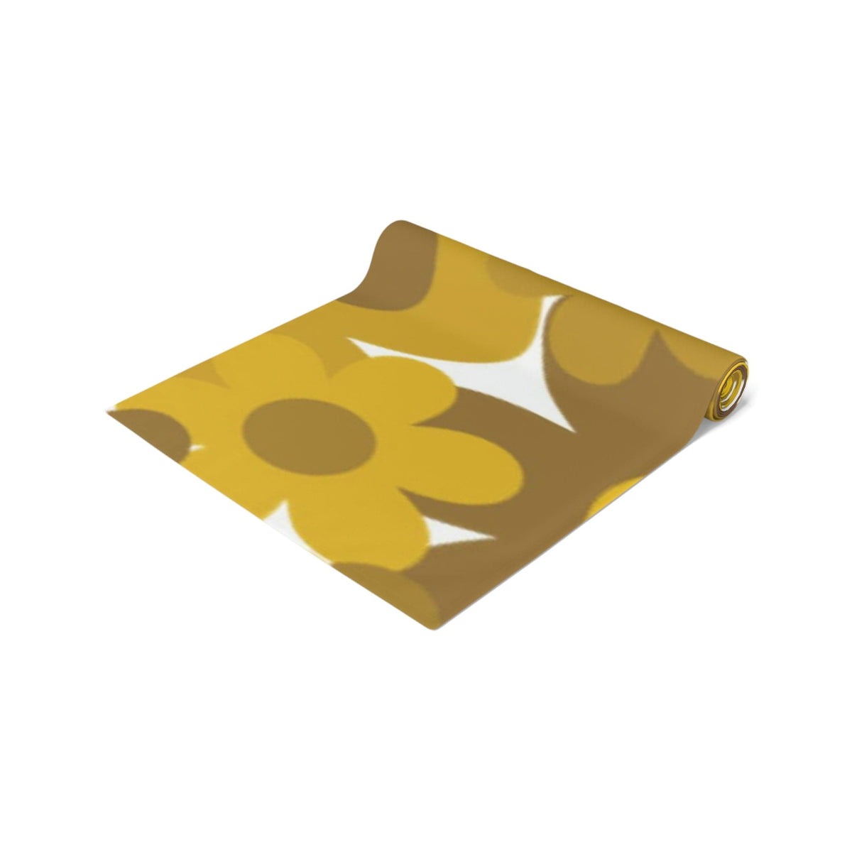 70's Flower Power, Harvest Gold, Retro Daisy, Groovy Trendy Table Runner Home Decor