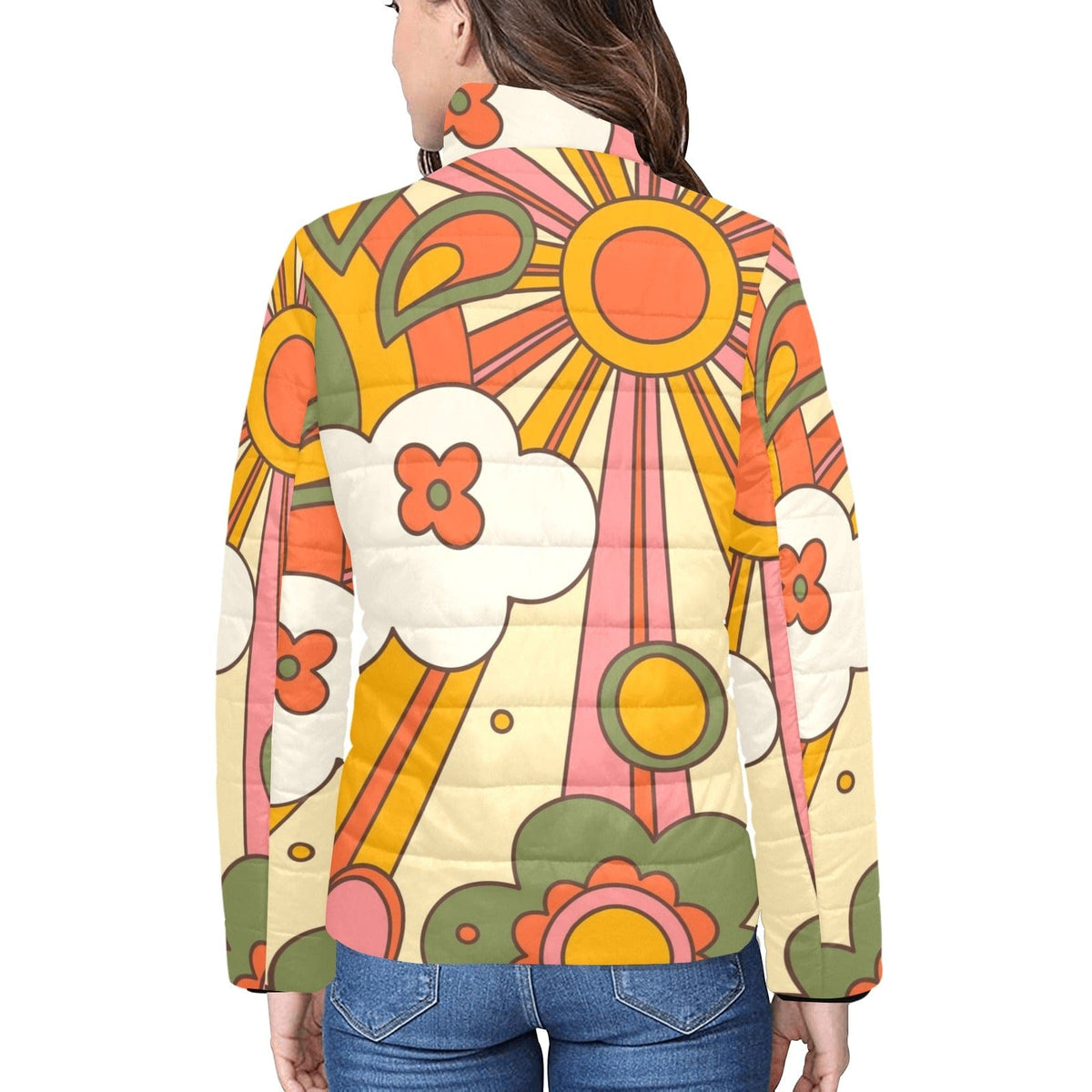 70's Groovy Sun, Retro Women's Bomber Jacket Jackets