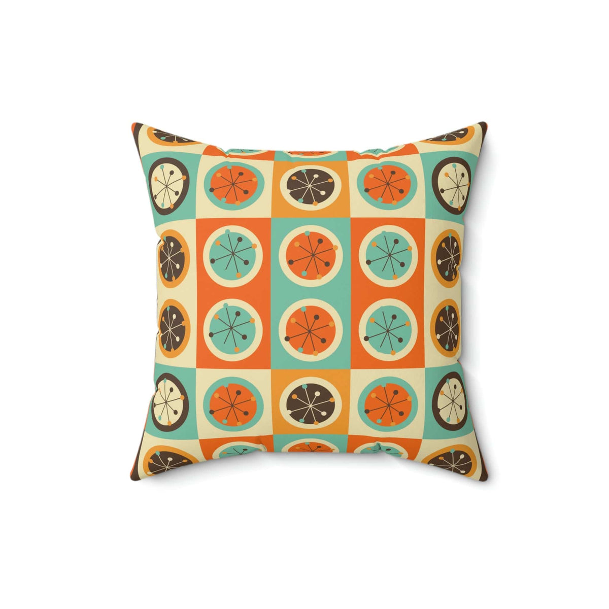 70's Retro Curtains, Bold Geometric Circles Atomic Starburst, Mid Century Modern, Aqua Blue, Burnt Orange, Mustard Yellow MCM Pillow Home Decor