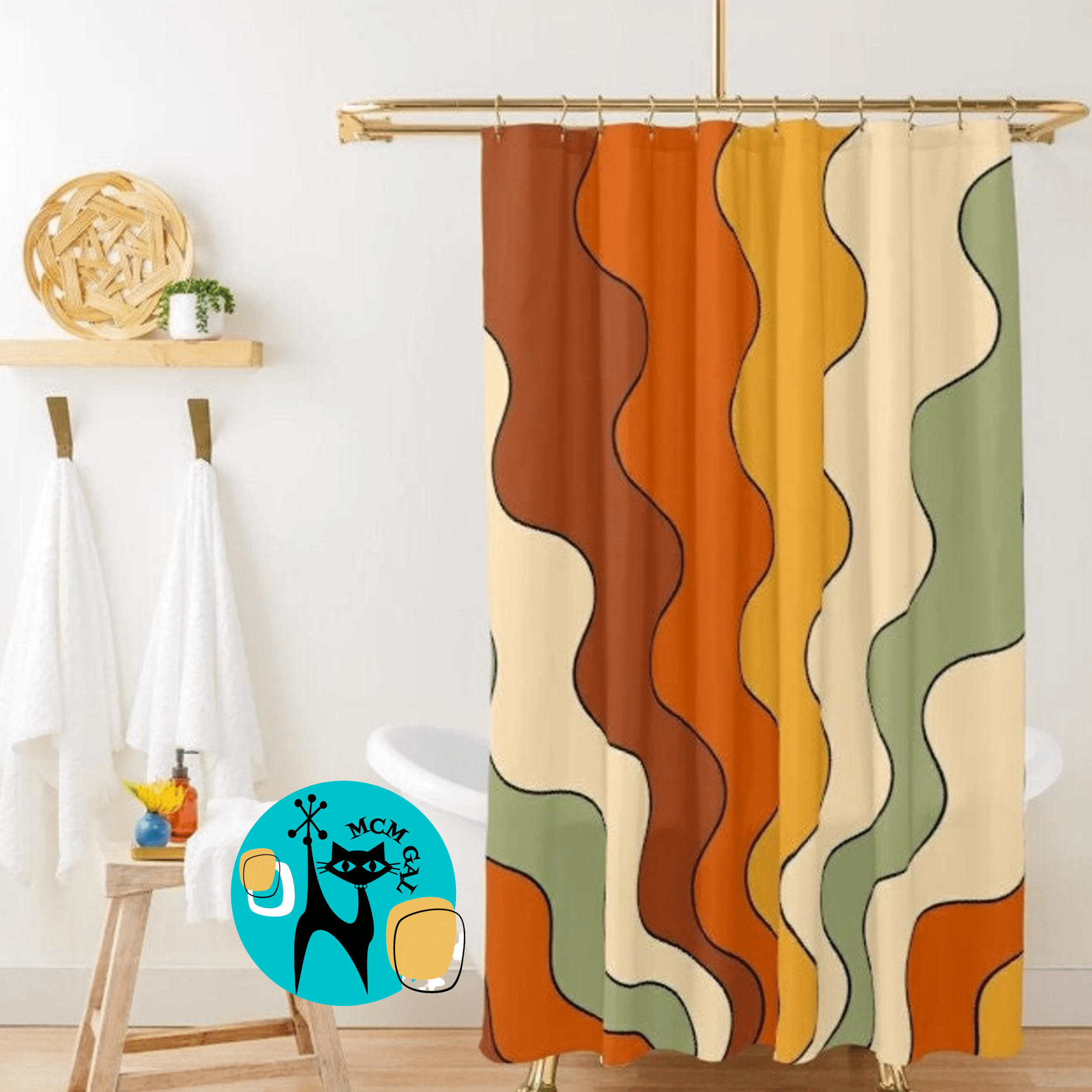 Retro best sale shower curtain