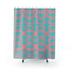 Mid Century Atomic, Googie Pattern, Aqua Blue, Pink, Retro Mid Century Modern Shower Curtain Home Decor 71" × 74"
