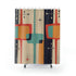 Mid Century Modern Geometric, Atomic Starburst, Slate Gray, Mustard Yellow, Beige, Coral, Abstract Retro Shower Curtains Home Decor 71" × 74"