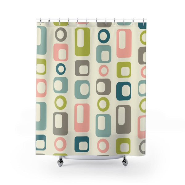 Mid Century Modern Geometric, Pastels Retro MCM Shower Curtain