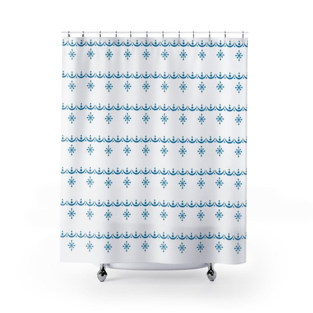 Mid Century Modern, Winter White, Snowflake Garland, Atomic Retro Shower Curtain Home Decor 71" × 74"