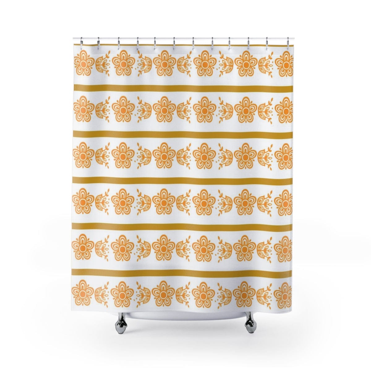 Retro Golden Butterfly, Mod Daisy, Vintage Lover Collector Shower Curtain Home Decor 71" × 74"