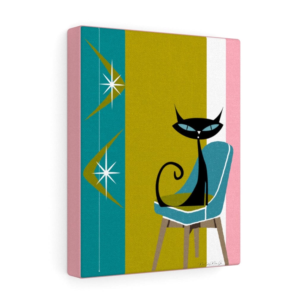 Atomic Cat Boomerang Green, Teal, Pink, White Retro 60&