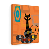 Atomic Cat Retro Groovy Records Mid Century Modern Orange Geometric, Canvas Gallery MCM Mid Mod Wall Art Canvas 8″ × 10″ / Premium Gallery Wraps (1.25″) Mid Century Modern Gal