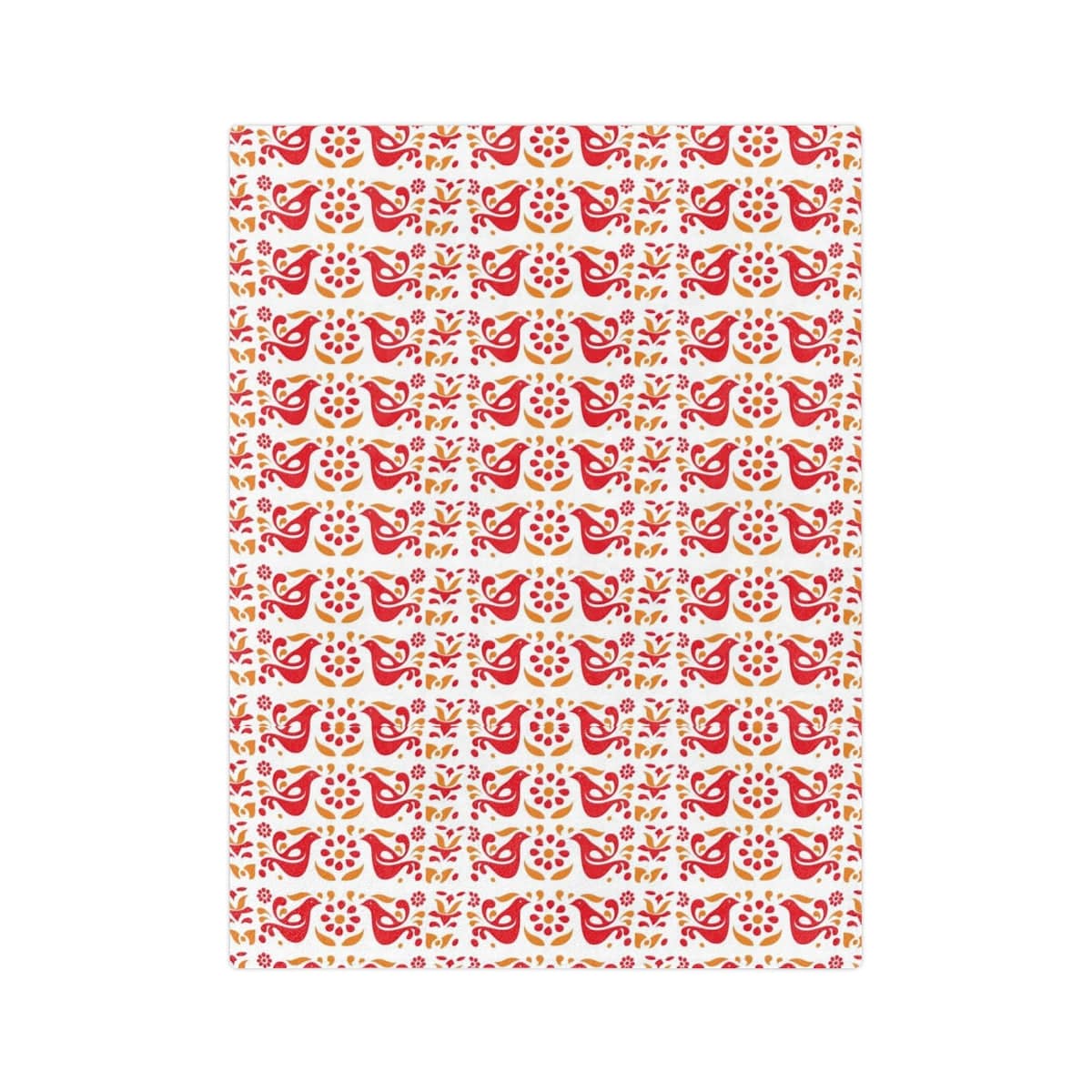 Folk Art, Friendship, Red, Yellow Mid Mod Cozy Velveteen Minky Blanket Home Decor 80" × 60"