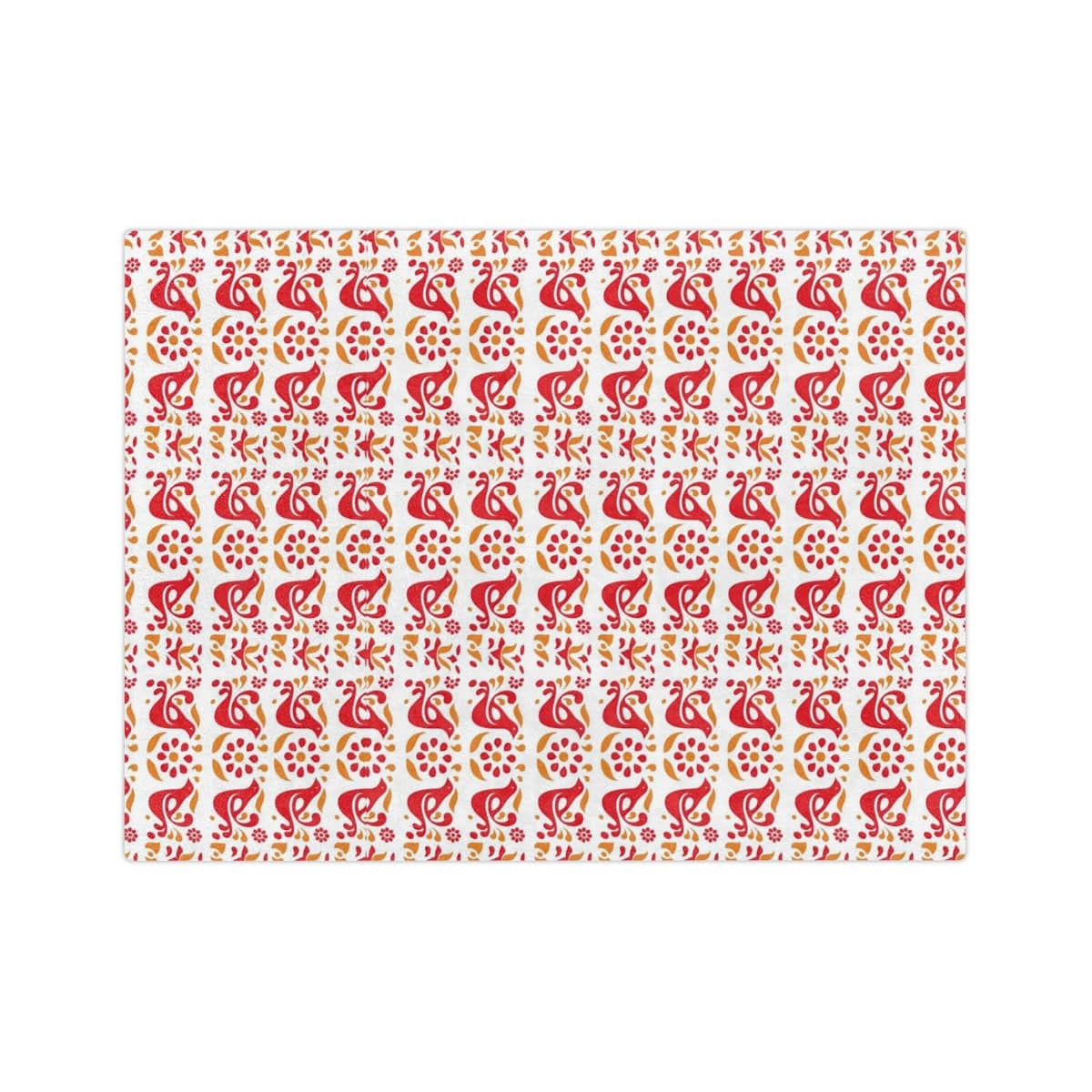 Folk Art, Friendship, Red, Yellow Mid Mod Cozy Velveteen Minky Blanket Home Decor 80" × 60"