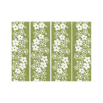 Verde Green Retro Blossom Daisy Cozy Collector, Cozy Velveteen Minky Blanket Home Decor 80&quot; × 60&quot;