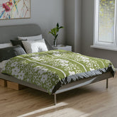 Verde Green Retro Blossom Daisy Cozy Collector, Cozy Velveteen Minky Blanket Home Decor 80" × 60" Mid Century Modern Gal