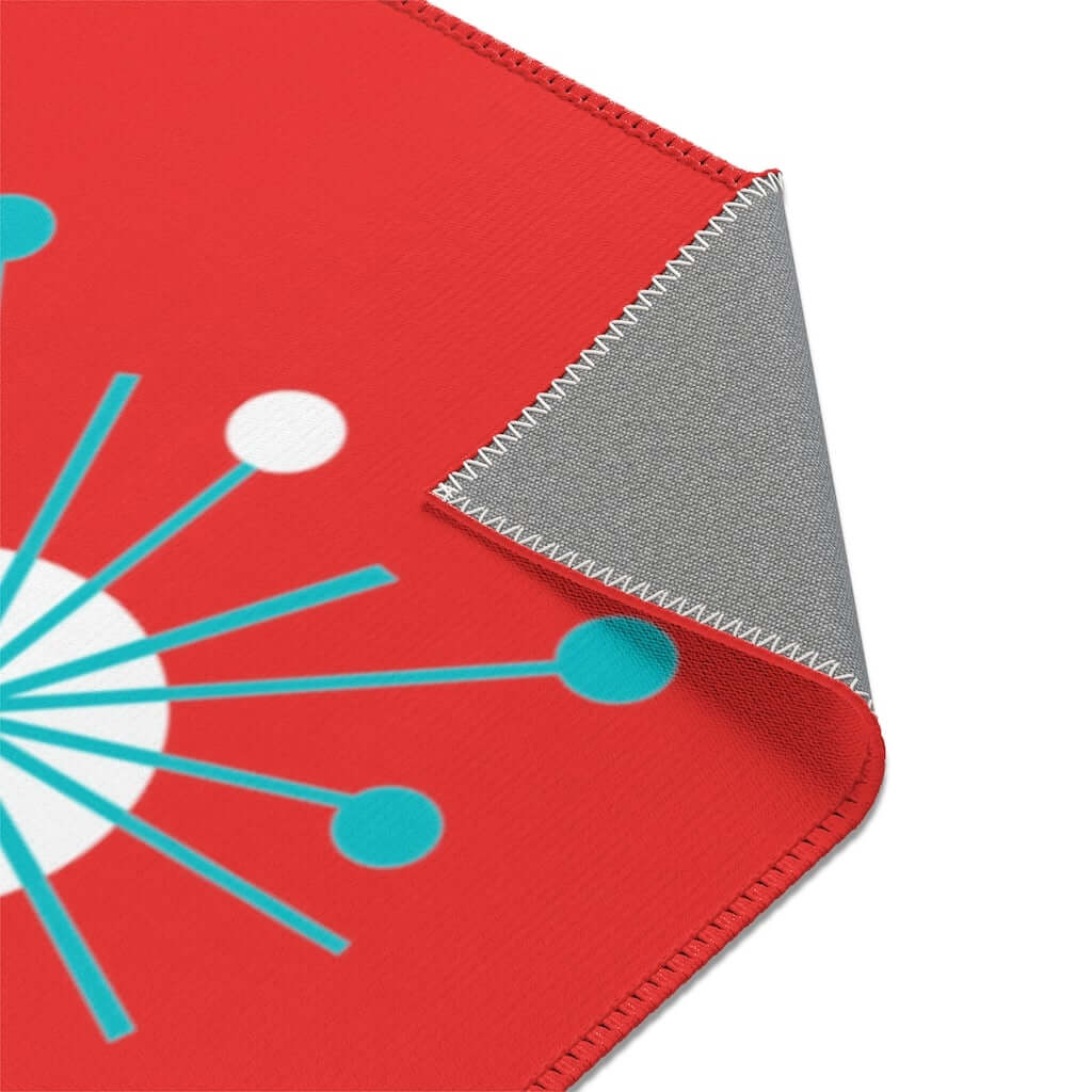 Atomic Astro Starburst Retro Red, Mid Century Modern Red, Aqua, White Atomic Age Area Rugs Home Decor