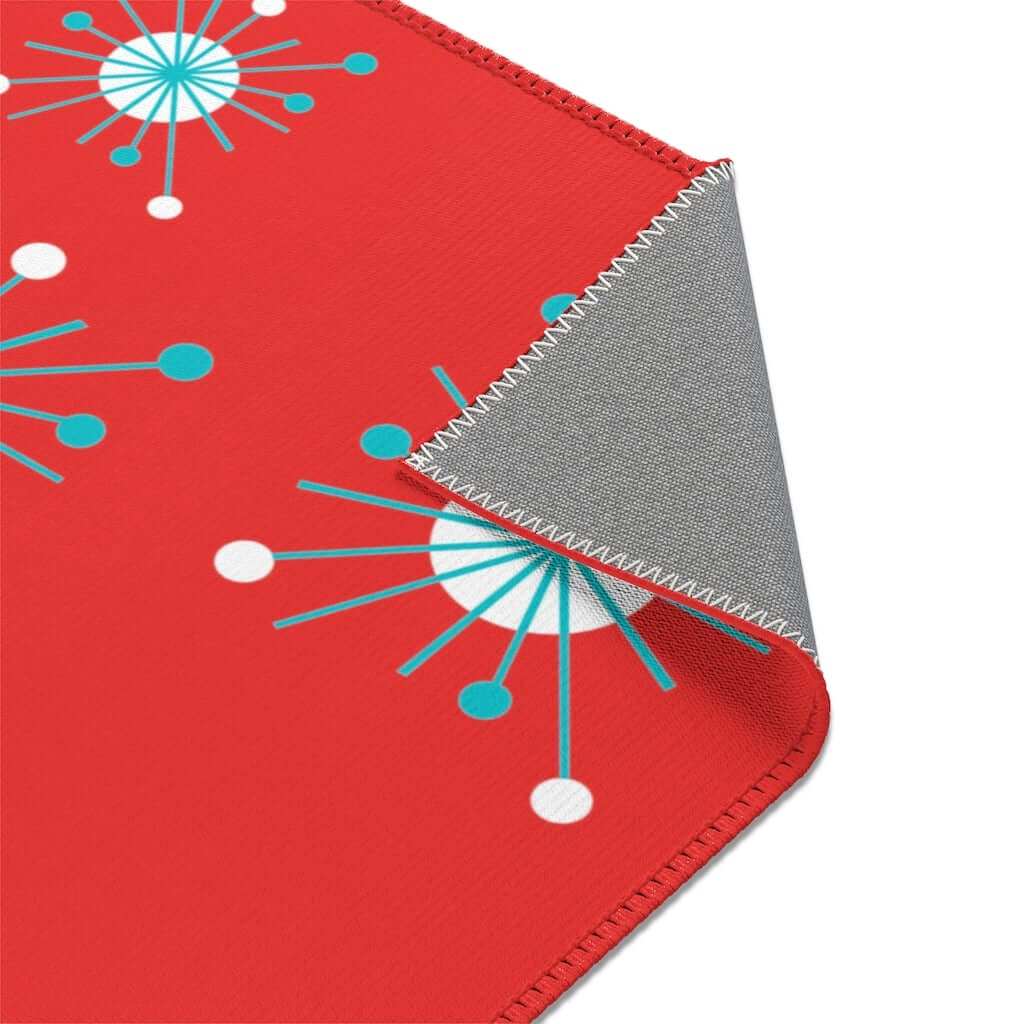 Atomic Astro Starburst Retro Red, Mid Century Modern Red, Aqua, White Atomic Age Area Rugs Home Decor