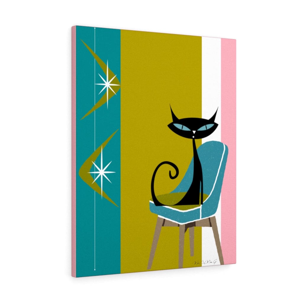 Atomic Cat Boomerang Green, Teal, Pink, White Retro 60&