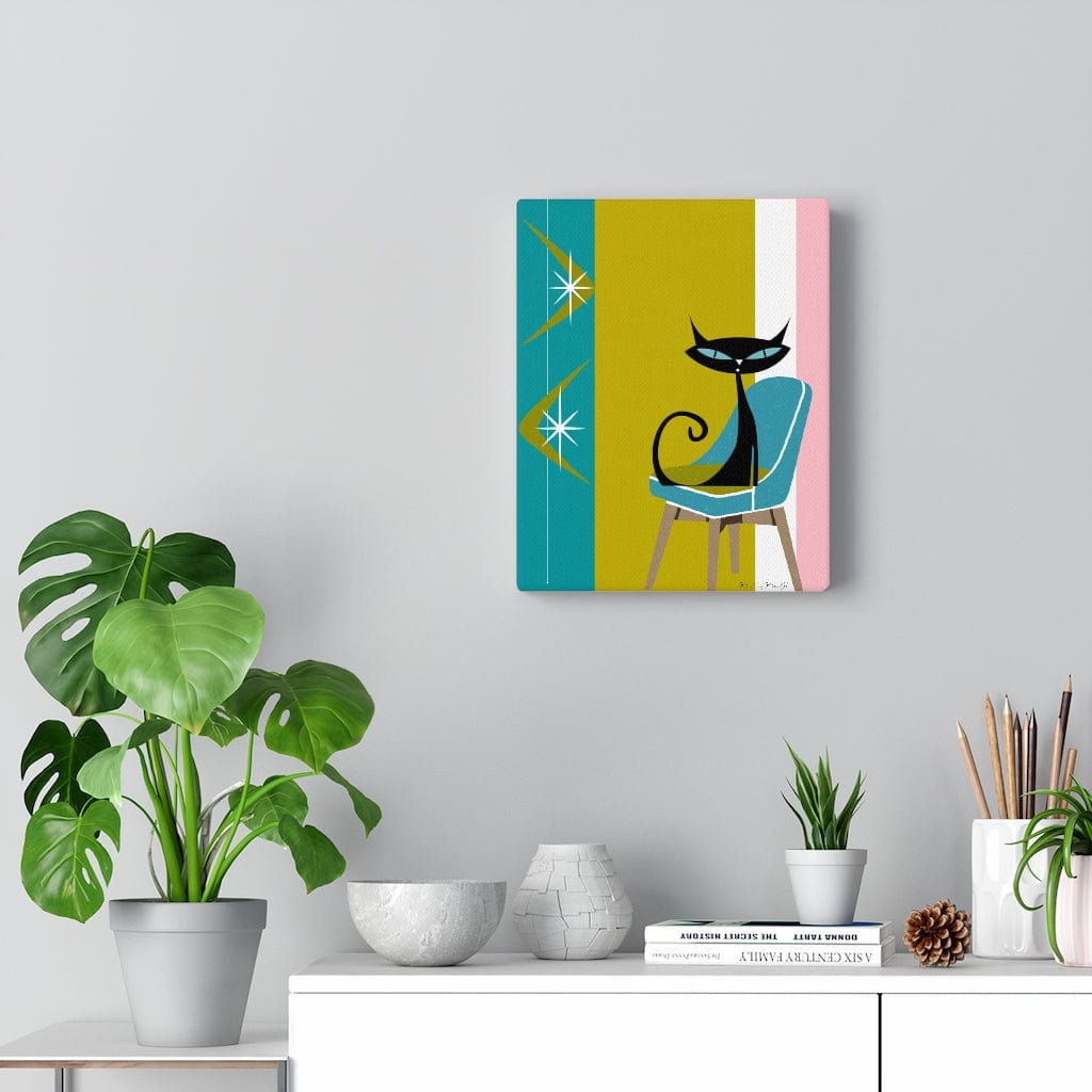 Atomic Cat Boomerang Green, Teal, Pink, White Retro 60&