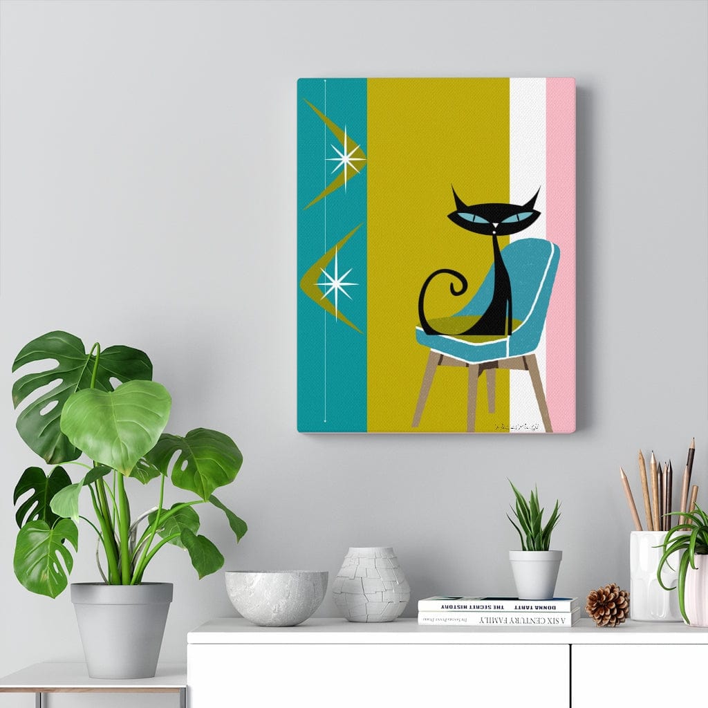 Atomic Cat Boomerang Green, Teal, Pink, White Retro 60&