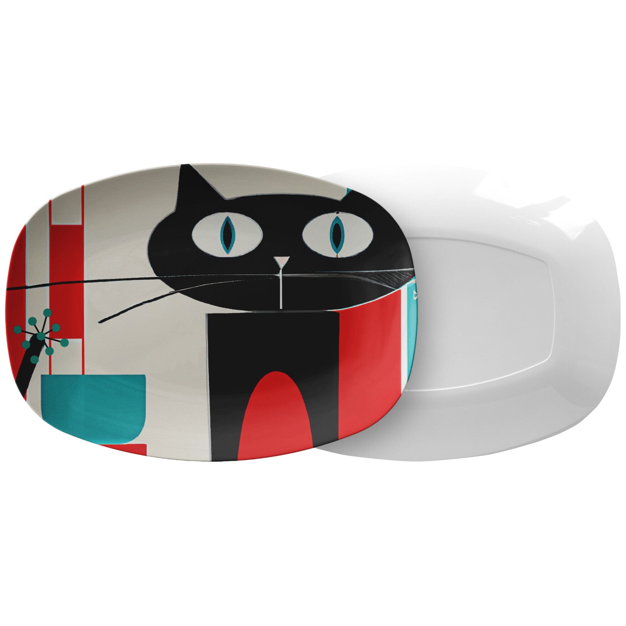 Atomic Cat, Meow, Mid Century Modern Platter Kitchenware