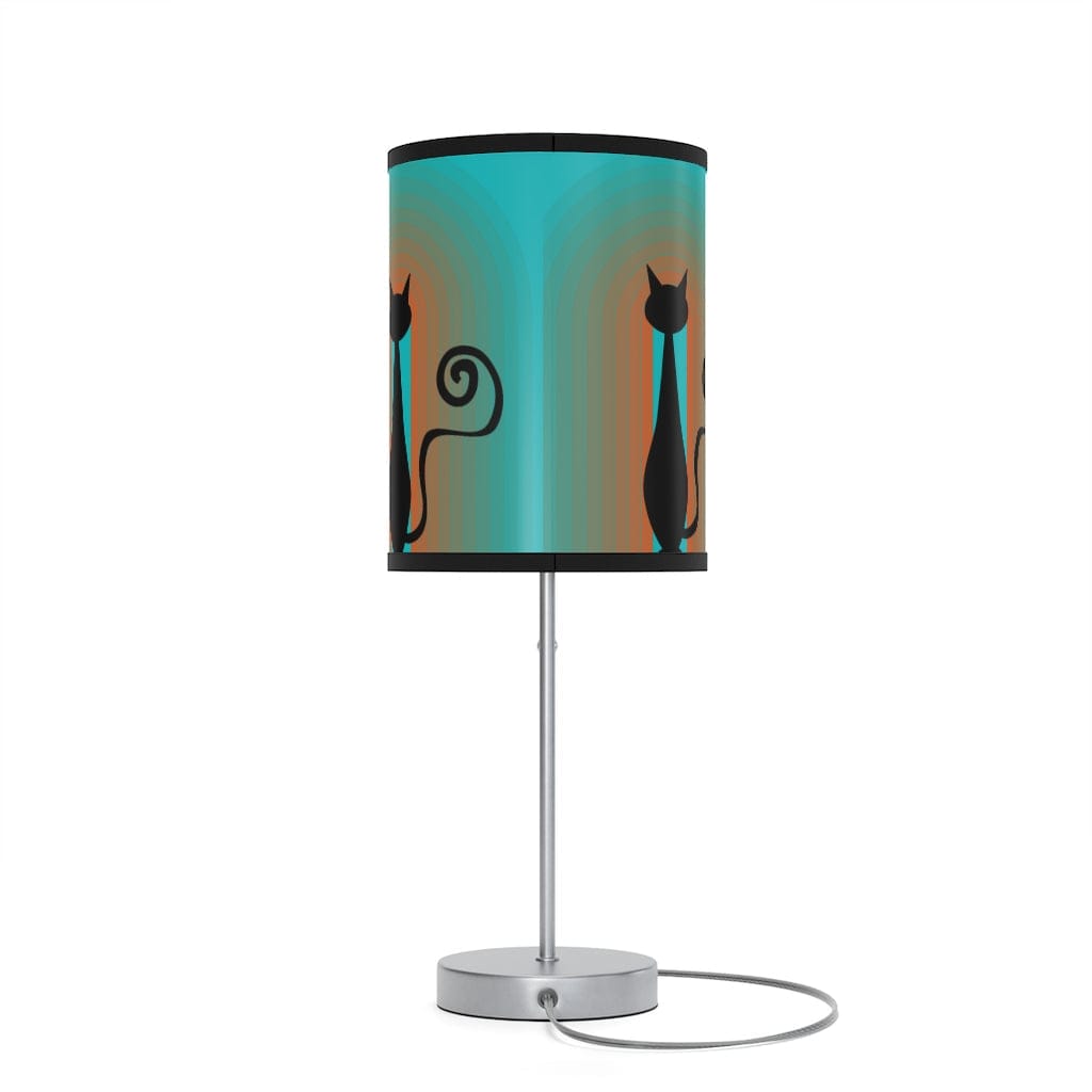 Atomic Cat, Mid Mod, Groovy, Rainbow, Aqua Blue, Orange, 70's Bedroom, Livingroom, Mid Century Modern Lamp on a Stand Home Decor