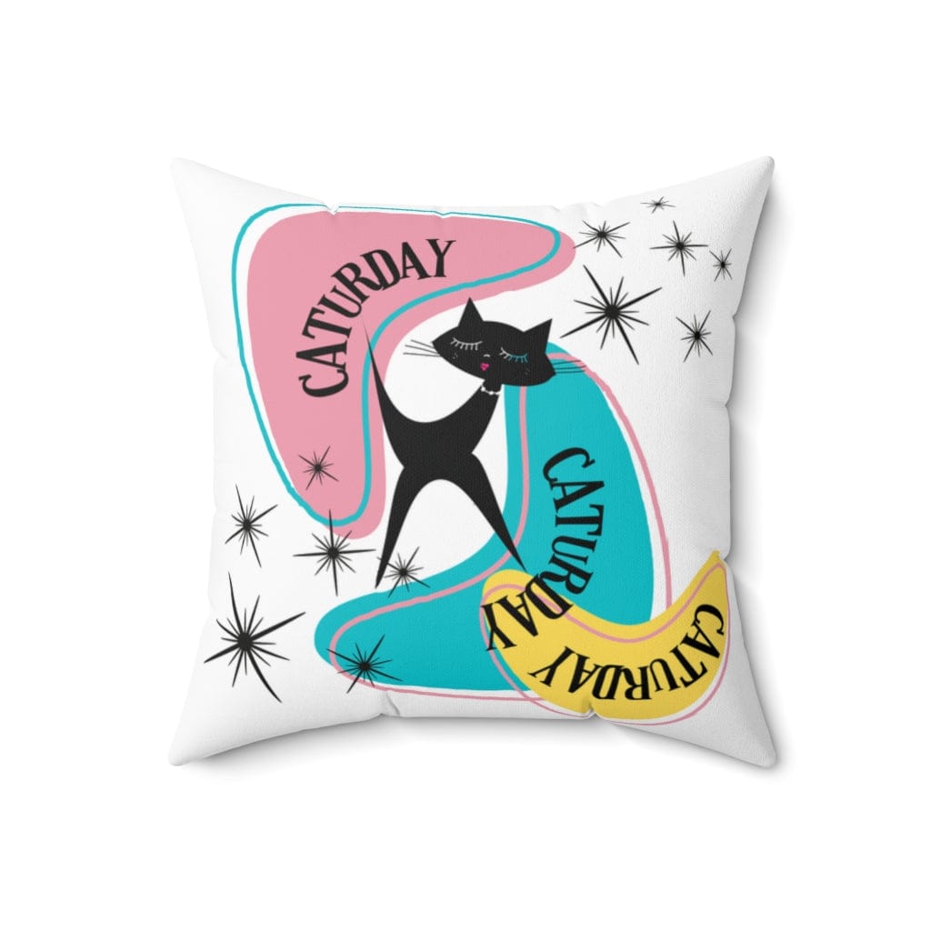 Atomic Cat Pillow, Caturday, Mid Century Modern Boomerang, Mid Mod Retro Pillow And Insert Home Decor