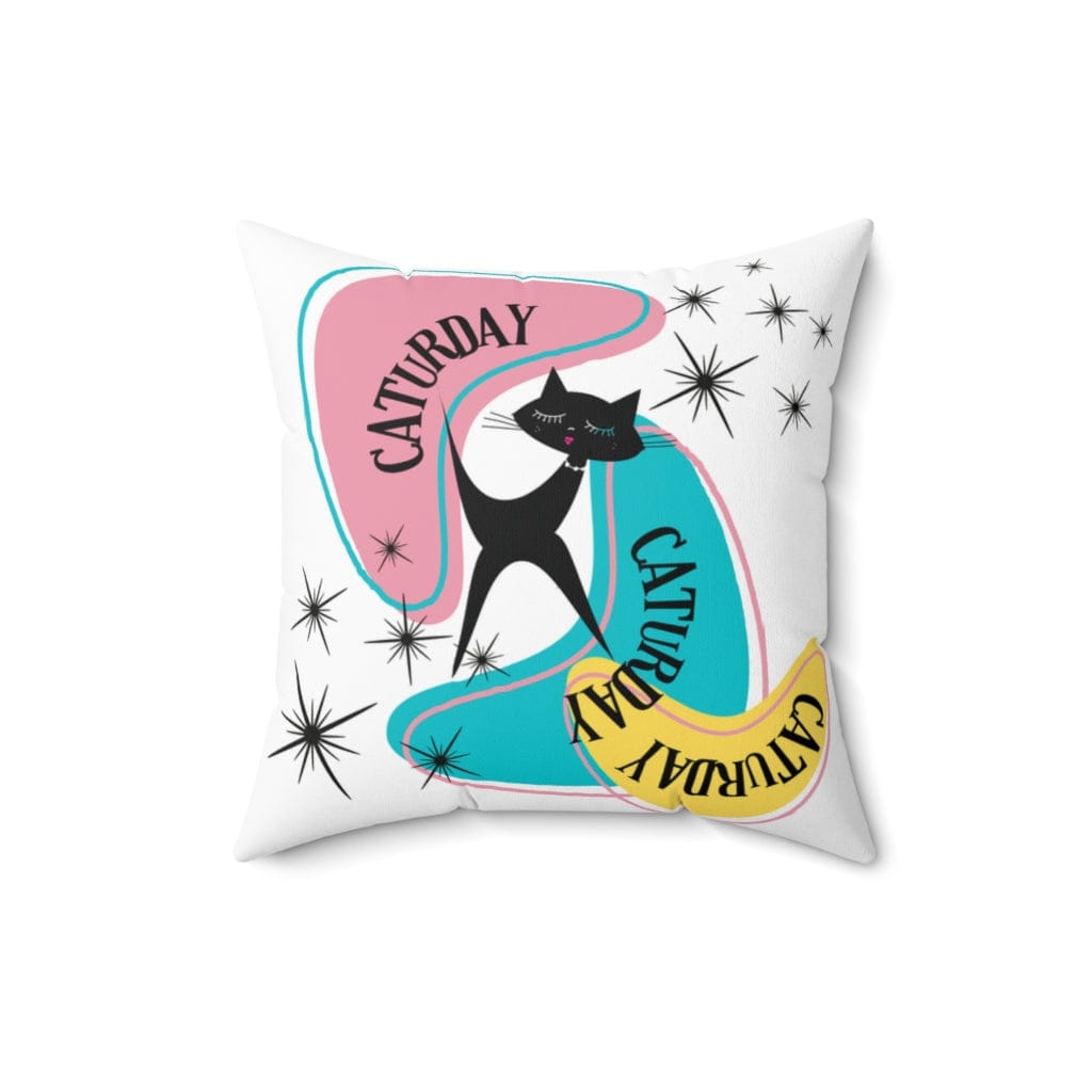 Atomic Cat Pillow, Caturday, Mid Century Modern Boomerang, Mid Mod Retro Pillow And Insert Home Decor
