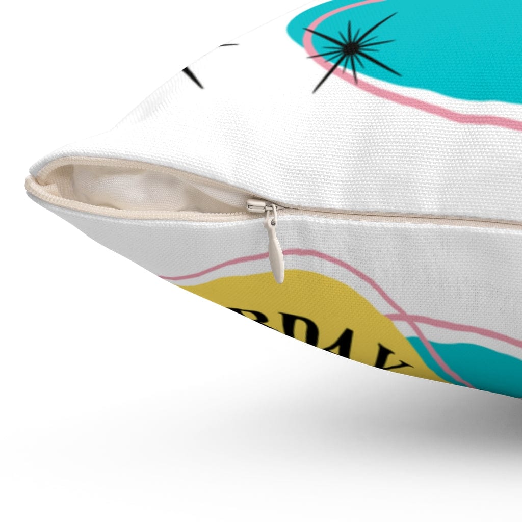 Atomic Cat Pillow, Caturday, Mid Century Modern Boomerang, Mid Mod Retro Pillow And Insert Home Decor