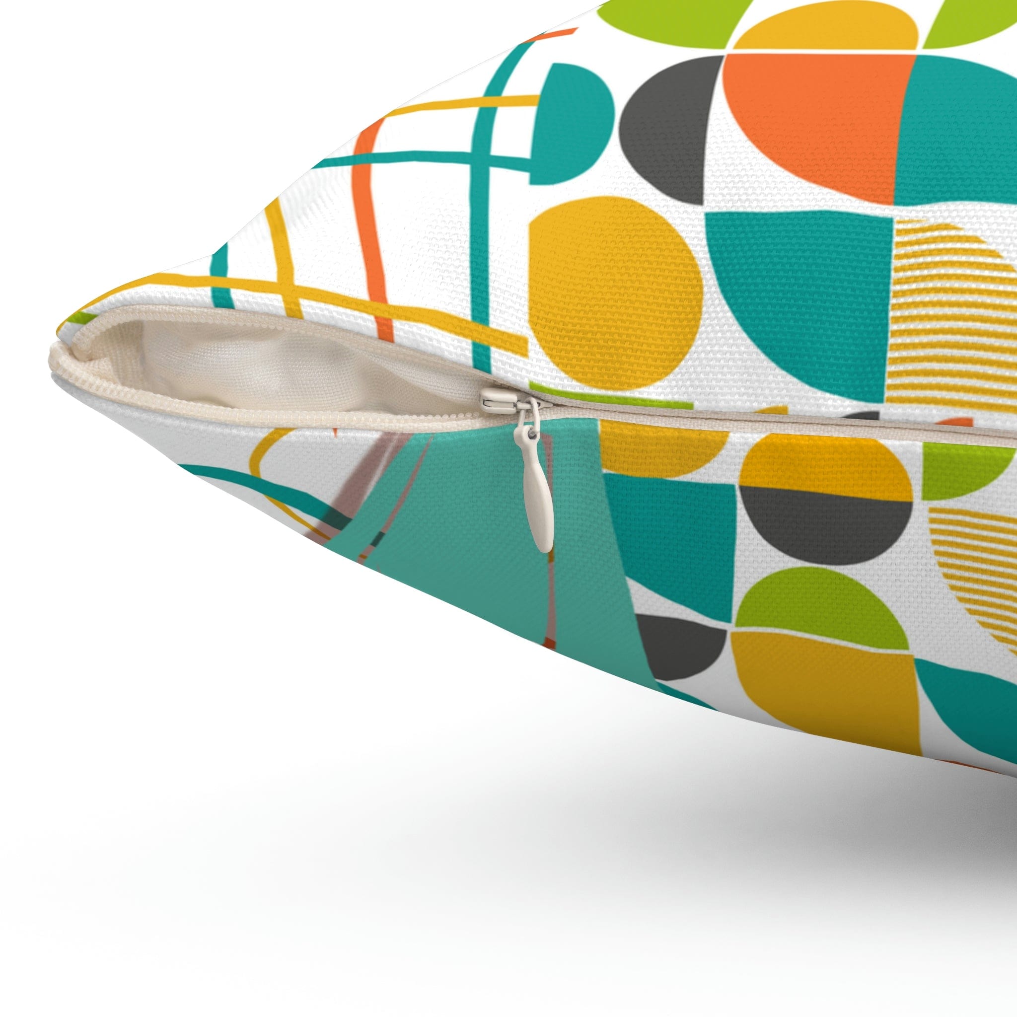 Atomic Cat Pillow, Mid Century Modern, White, Aqua, Orange, Yellow, FUN, Funky, Geometric, Retro Home Decor Pillow And Insert Home Decor