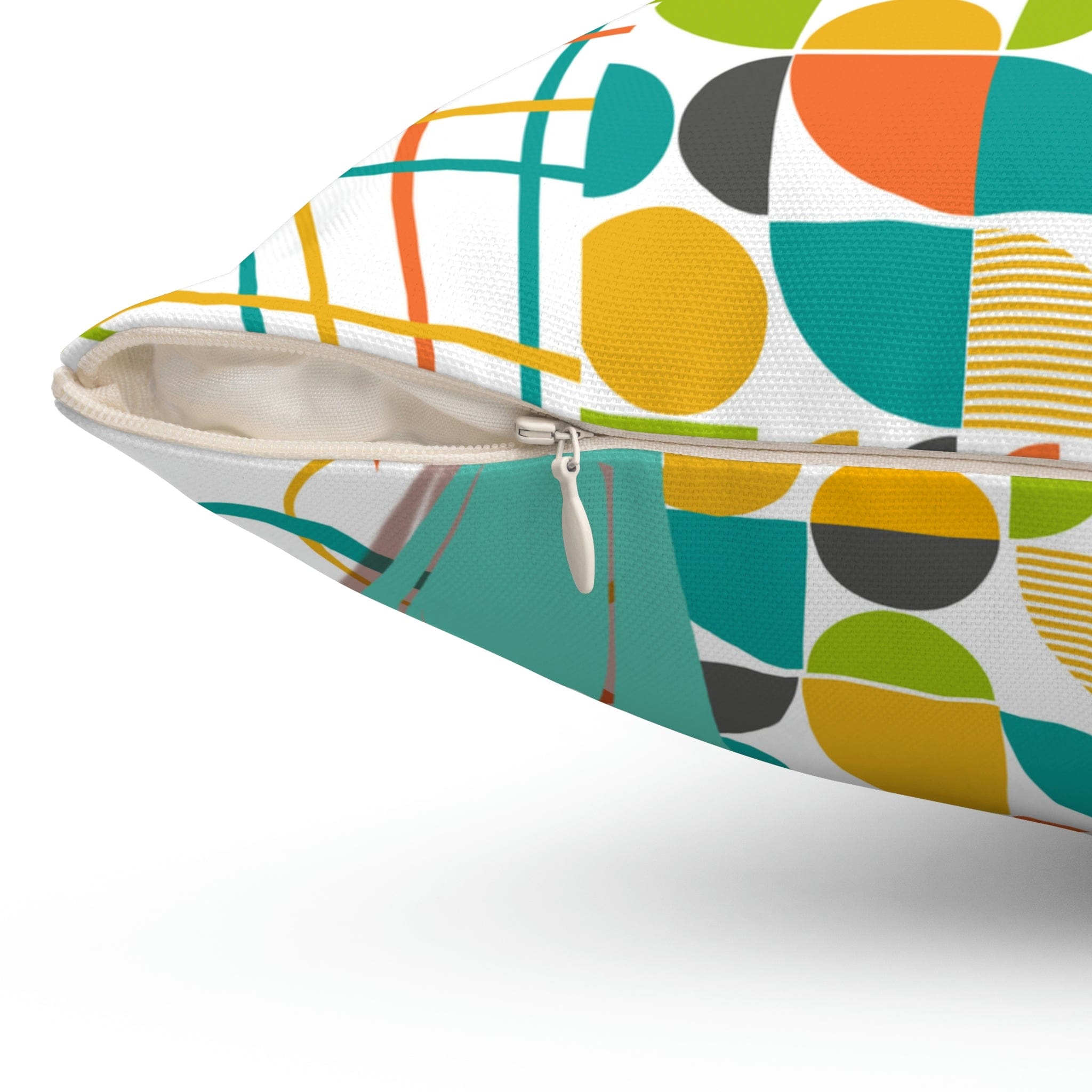 Atomic Cat Pillow, Mid Century Modern, White, Aqua, Orange, Yellow, FUN, Funky, Geometric, Retro Home Decor Pillow And Insert Home Decor