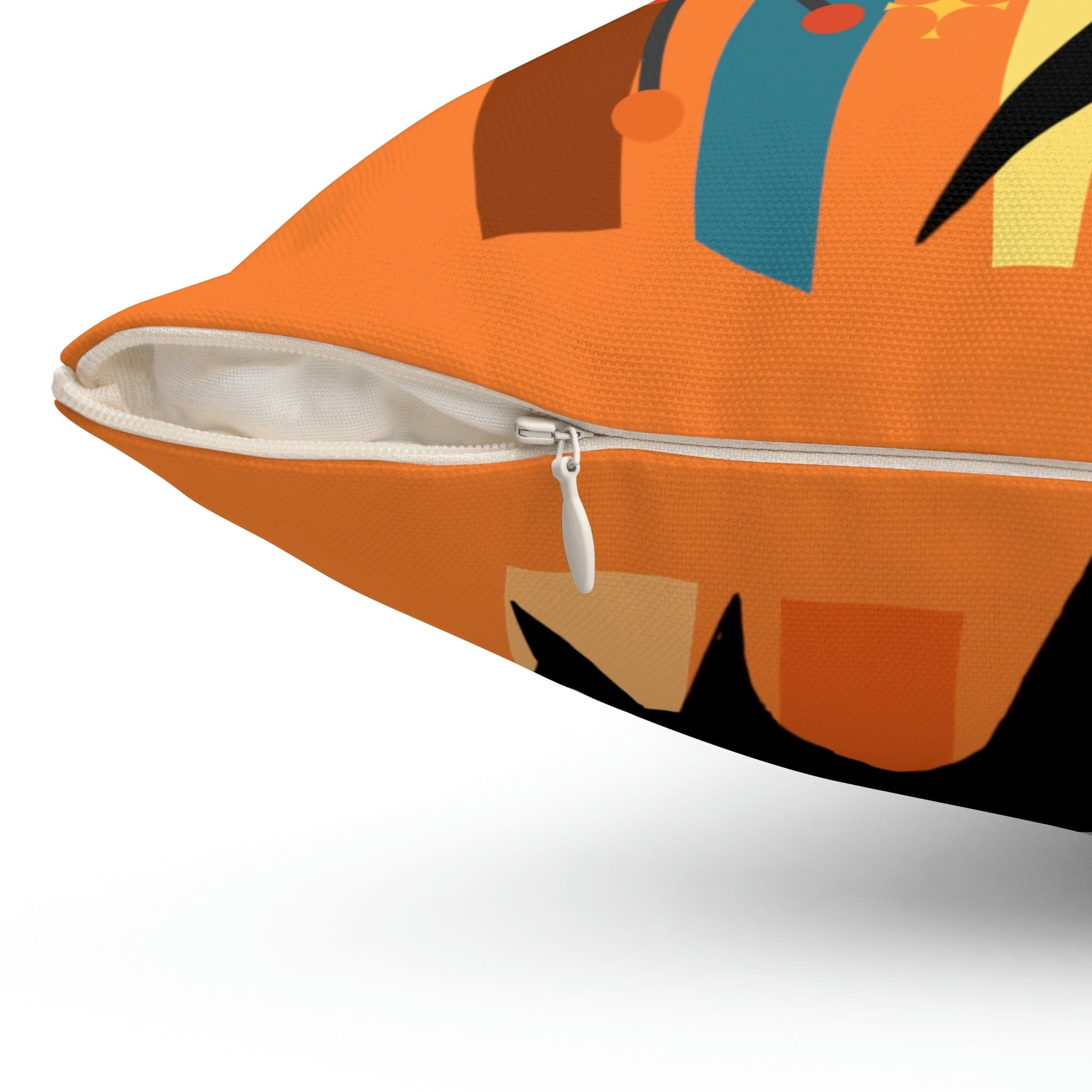 Atomic Cat, Retro Orange, Geometric, Starburst, MCM Black Cat Lover Gift Pillow Cover Home Decor