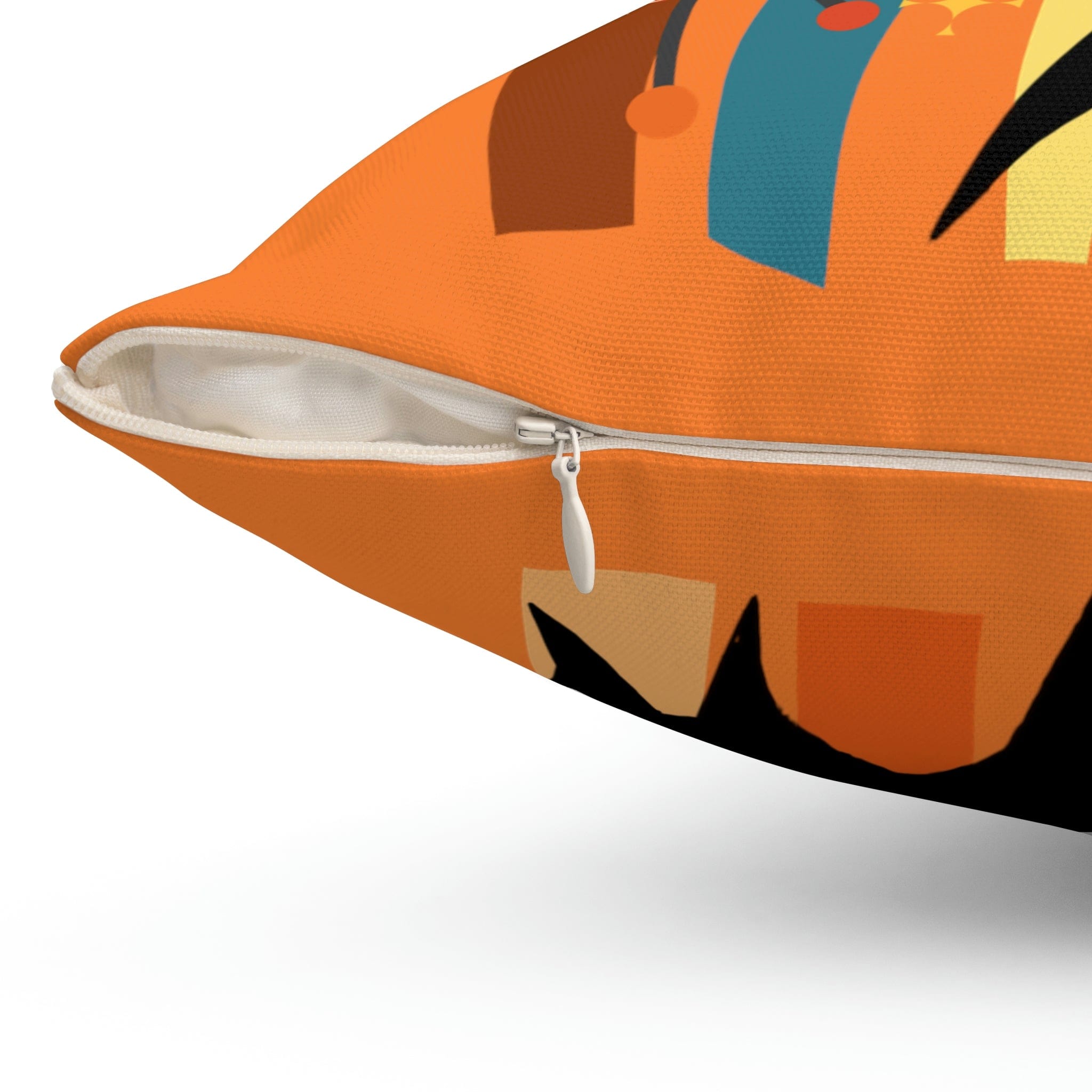 Atomic Cat, Retro Orange, Geometric, Starburst, MCM Black Cat Lover Gift Pillow Cover Home Decor