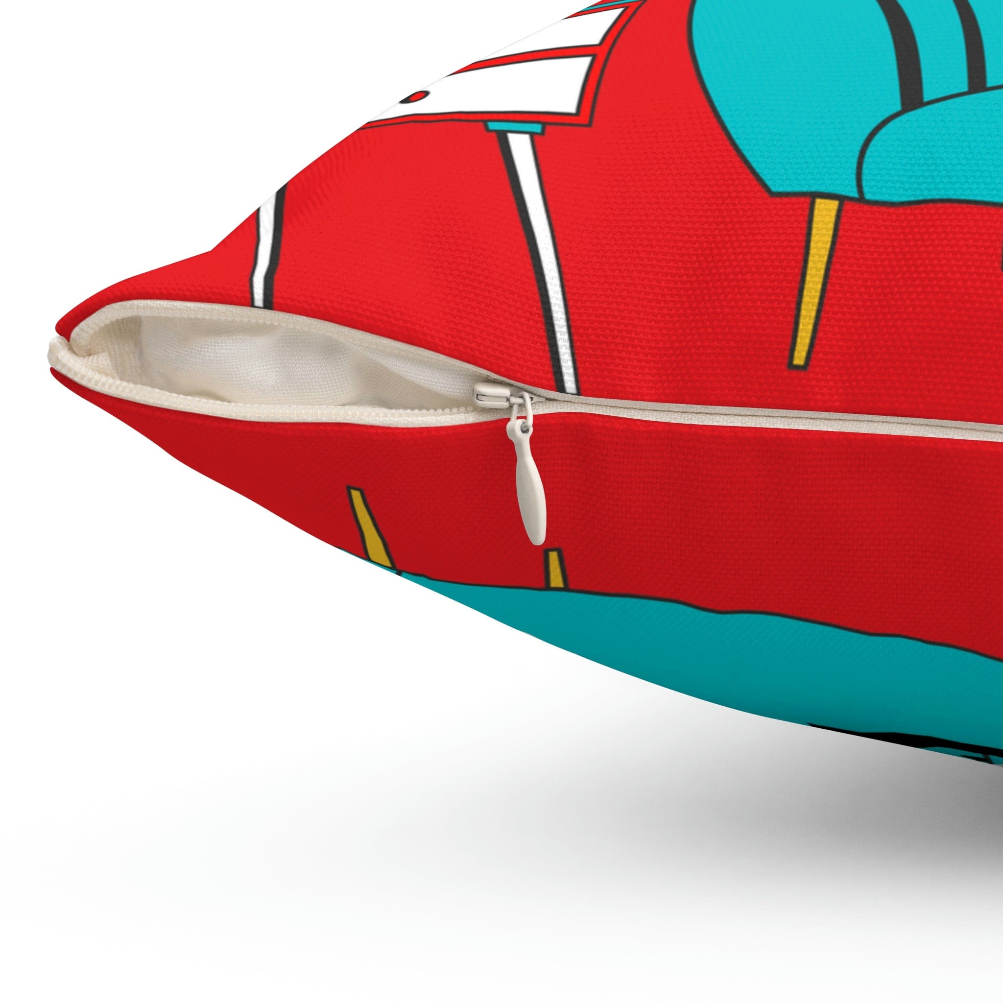 Atomic Cat, Sputnik Red, Aqua Blue, Mid Century Modern Pillow And Insert Home Decor