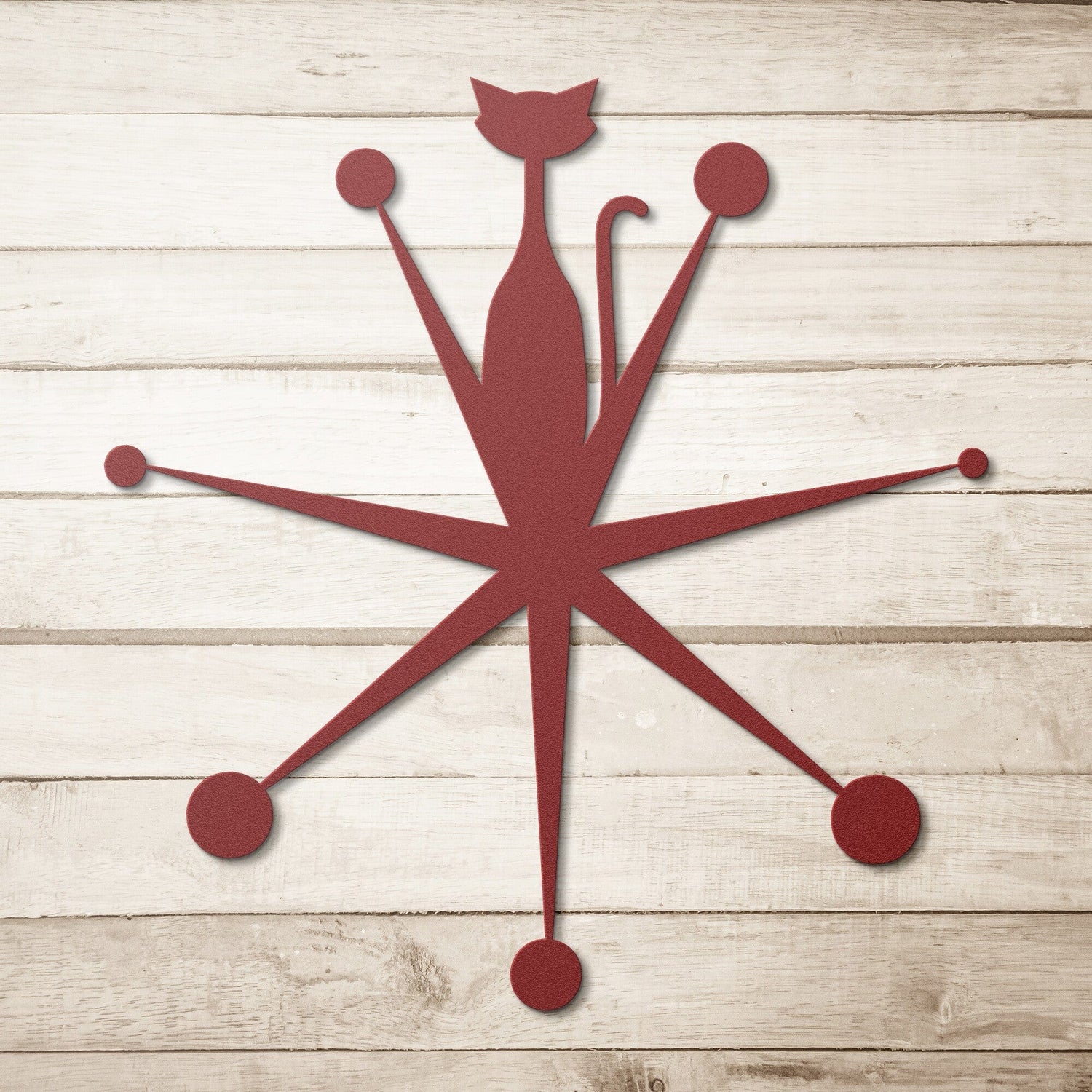 Atomic Cat Starburst Retro Mid Century Modern Metal Wall Art 18 Gauge Steel Wall Art