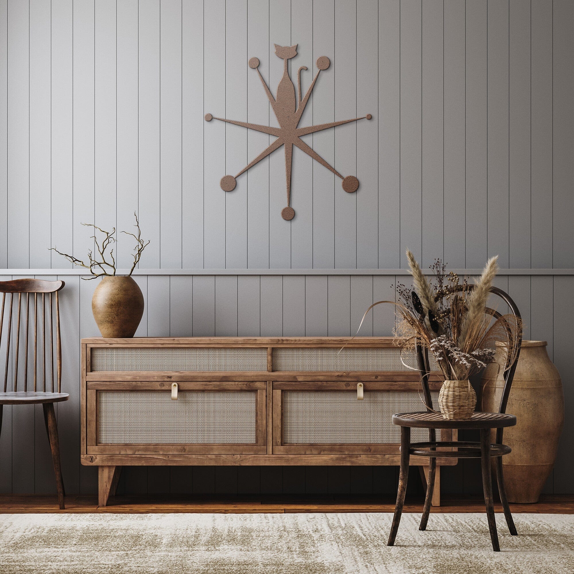 Atomic Cat Starburst Retro Mid Century Modern Metal Wall Art 18 Gauge Steel Wall Art