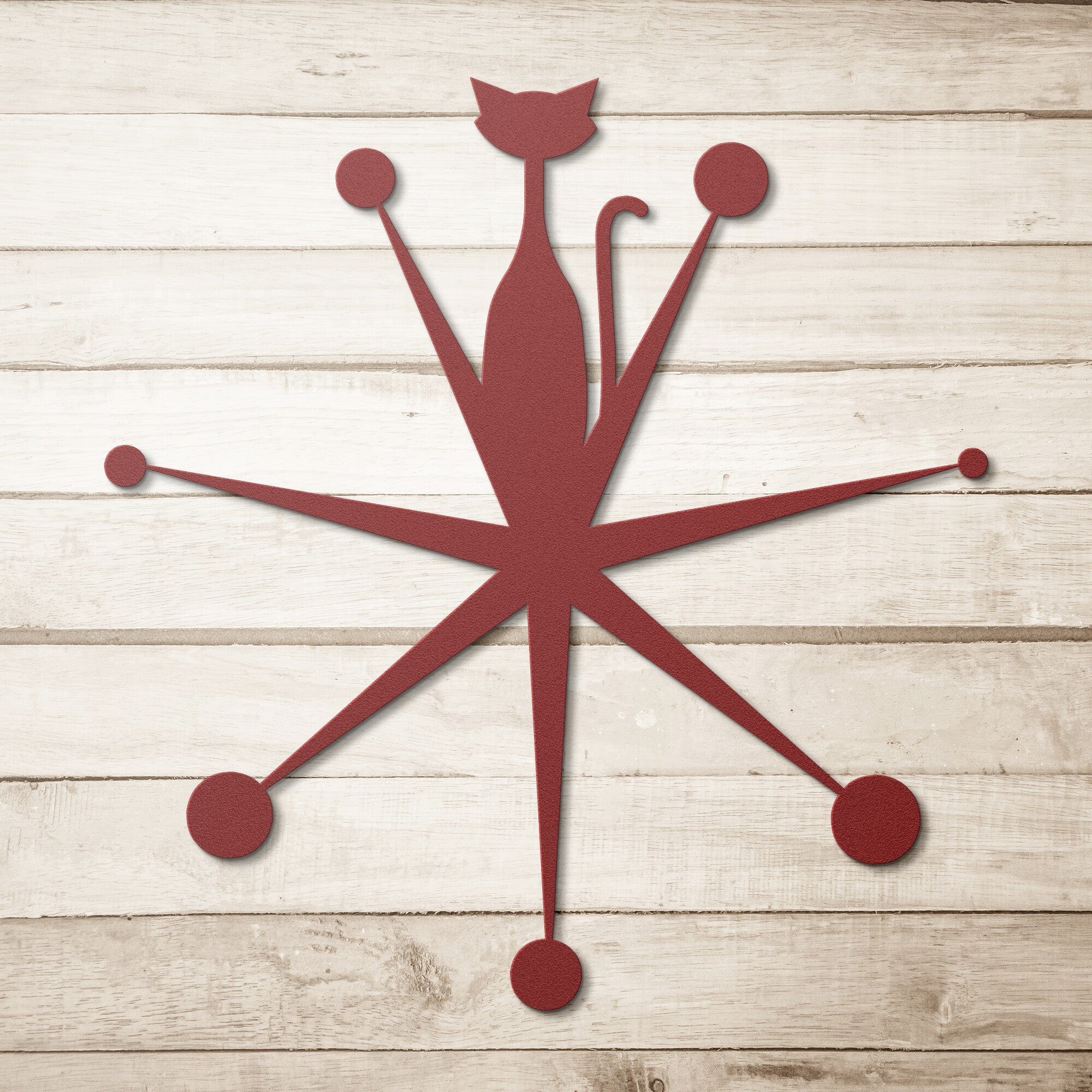 Atomic Cat Starburst Retro Mid Century Modern Metal Wall Art 18 Gauge Steel Wall Art