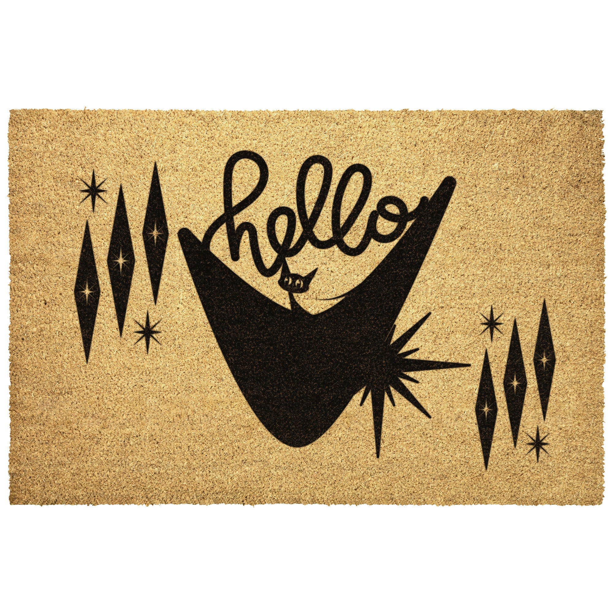 Atomic Kitty, Hello, Mid Century Modern Welcome Mat Home Goods