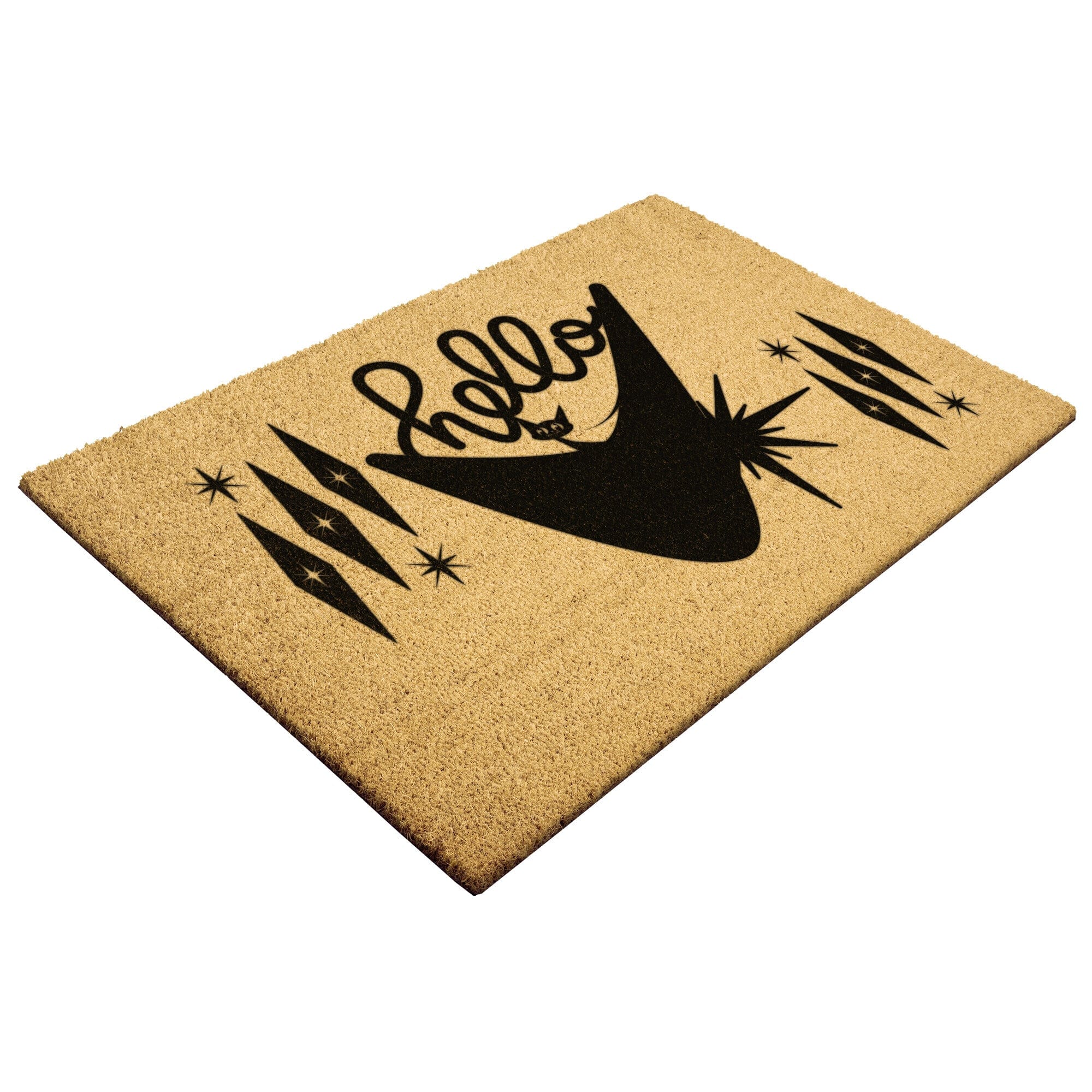 Atomic Kitty, Hello, Mid Century Modern Welcome Mat Home Goods