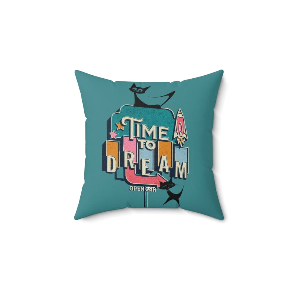 Atomic Kitty, Retro Time To Dream, Mid Mod Retro, Mid Century Modern, Turquoise, Pink, Pillow Cushion And Insert Home Decor
