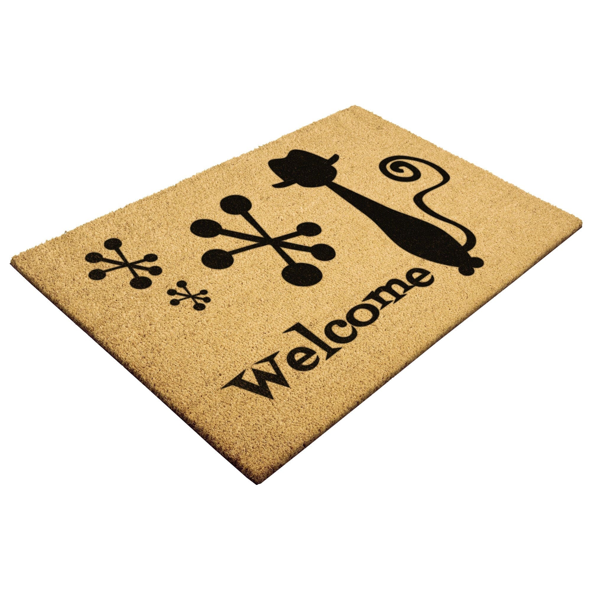 Atomic Living Welcome Mat, Atomic Hipster Cat Mid Century Modern Outdoor Entry Mat Home Goods