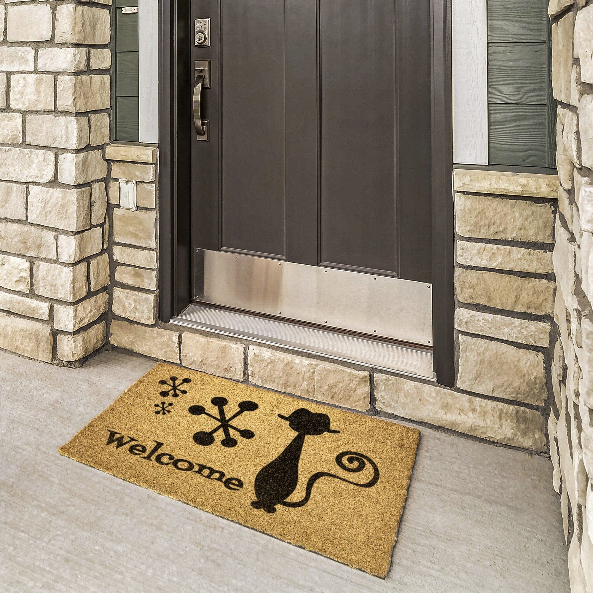 Atomic Living Welcome Mat, Atomic Hipster Cat Mid Century Modern Outdoor Entry Mat Home Goods