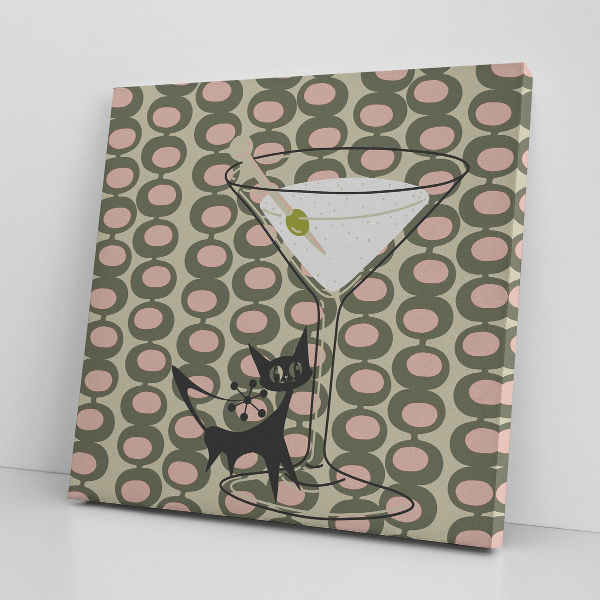 Atomic Lounge, Dirty Martini Atomic Cat, Mid Century Modern Wall Art Wall Art