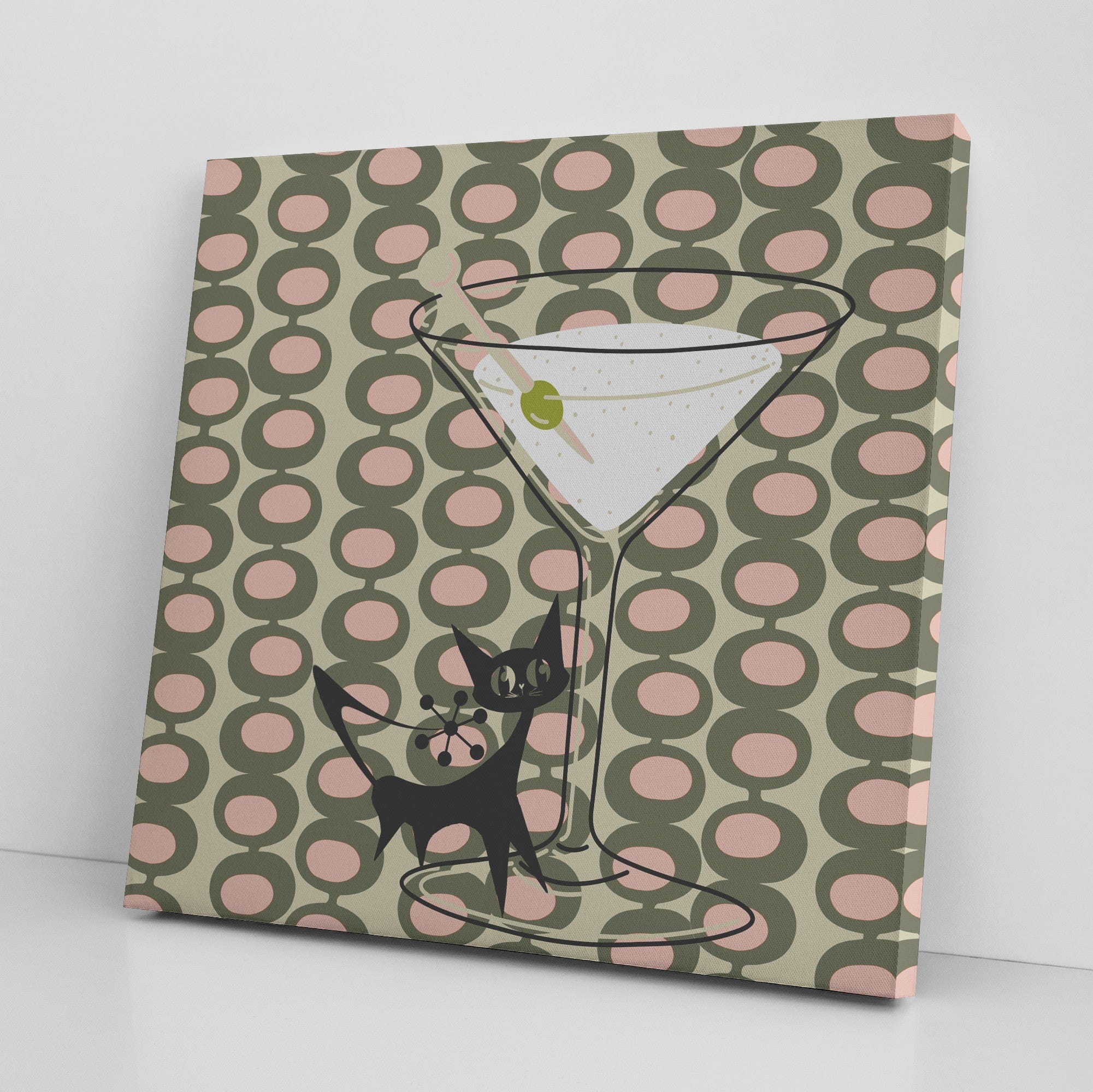 Atomic Lounge, Dirty Martini Atomic Cat, Mid Century Modern Wall Art Wall Art