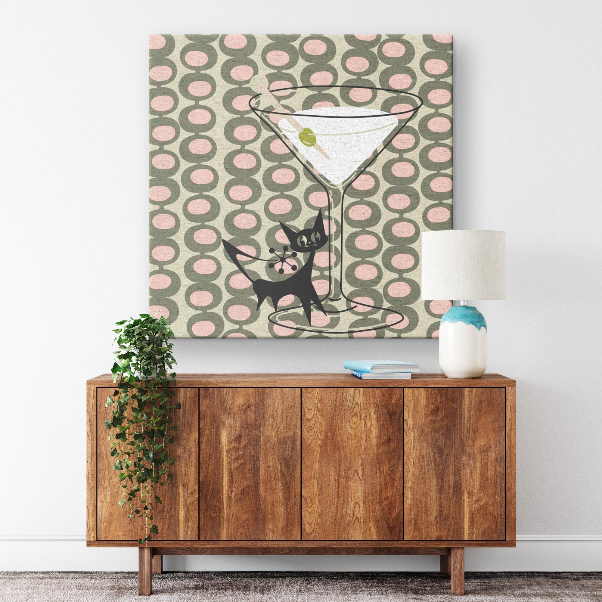 Atomic Lounge, Dirty Martini Atomic Cat, Mid Century Modern Wall Art Wall Art