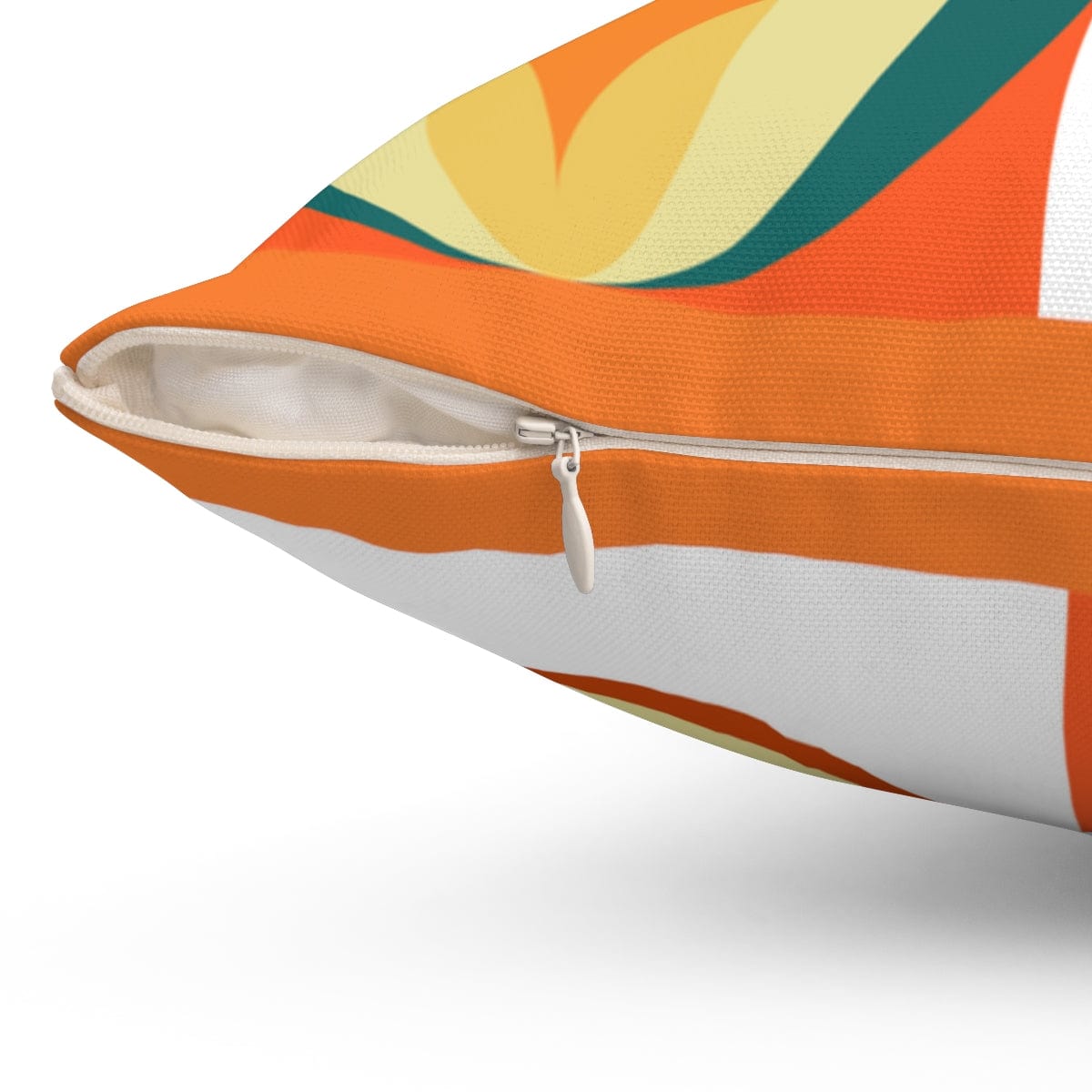 Atomic Mid Century Modern, Orange, Real, Mustard Yellow, Orange, Geometric, Groovy Abstract, Patchwork Design, Pillow And Insert Home Decor