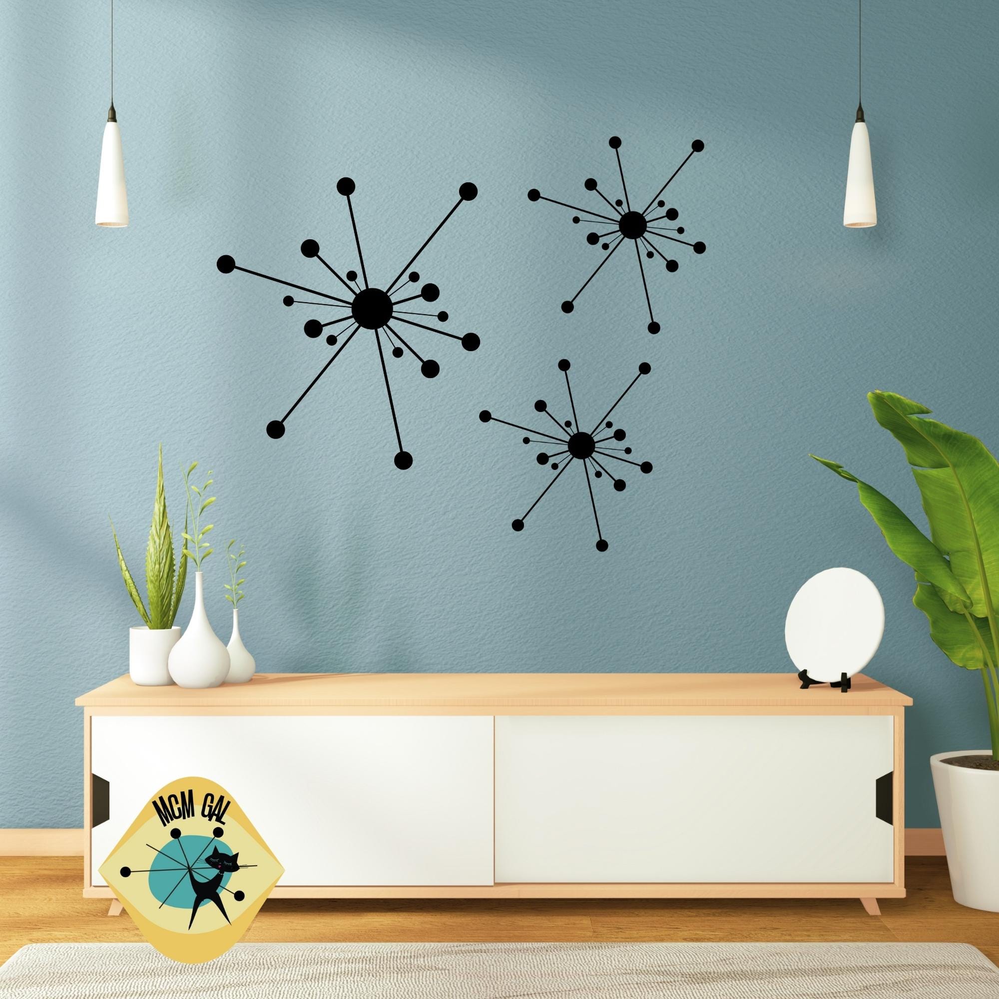 Atomic Starburst, Mid Century Modern Wall Art, Metal Wall Art MCM Sputnik Art Wall Art