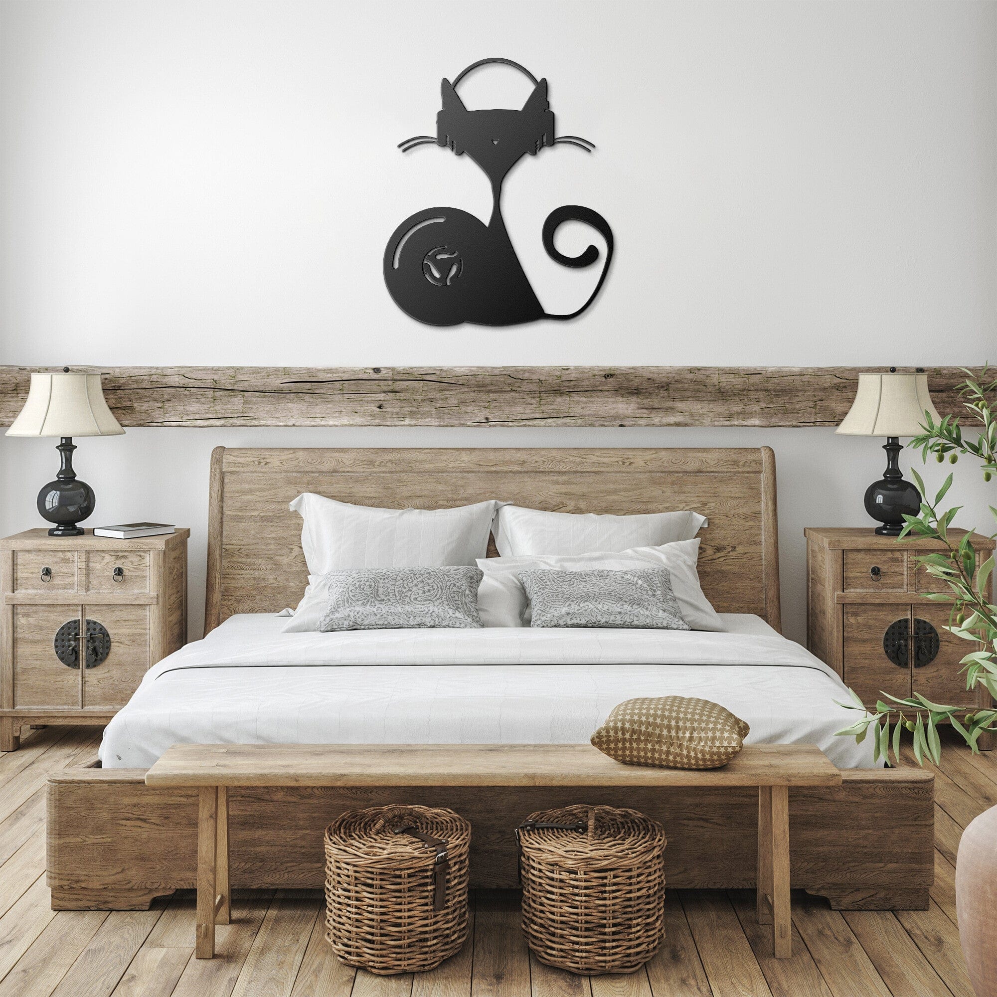 Atomic Cat, Record, 45 Record Adapter, Groovy Music Cat Metal Wall Art Wall Art Black / 12 Inch