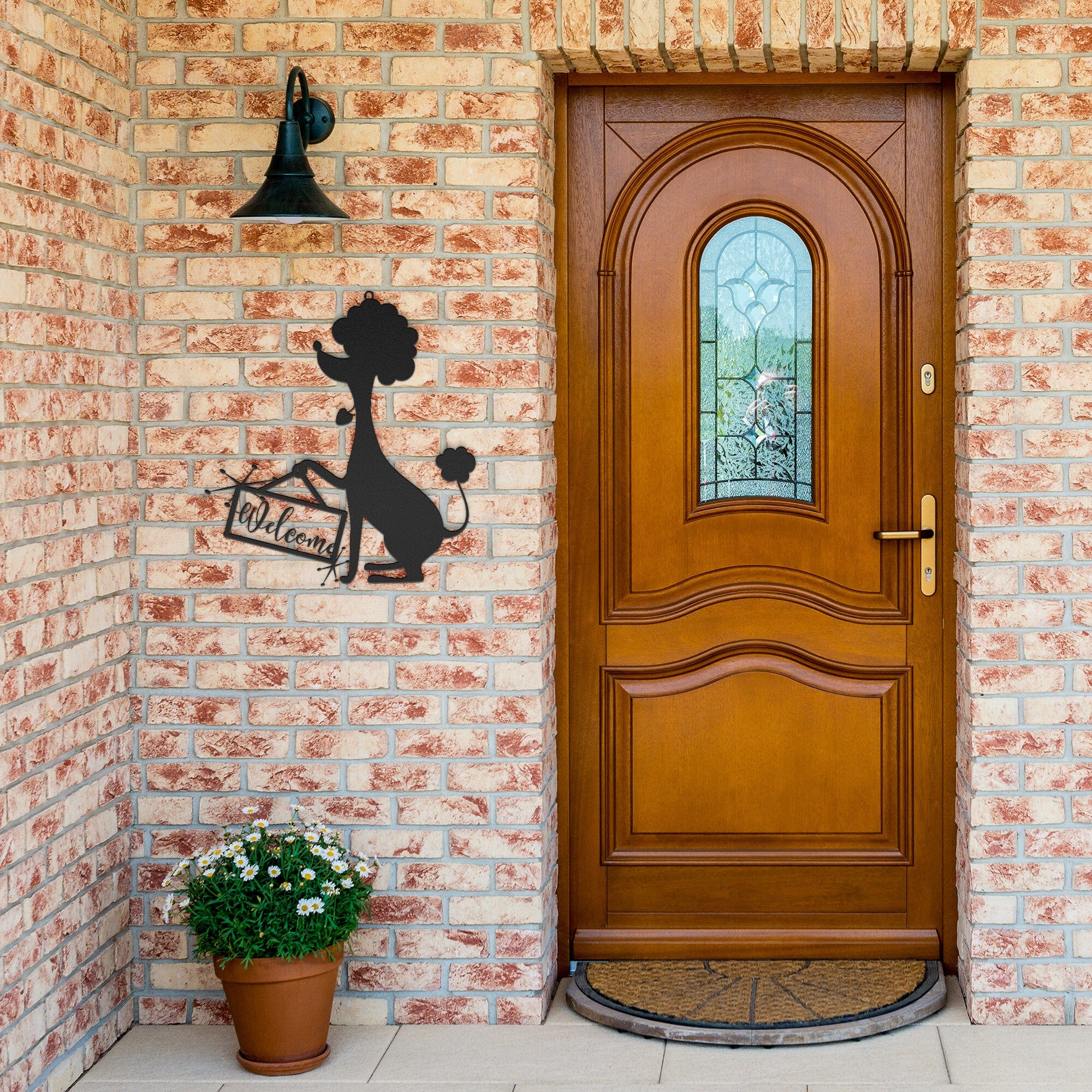 Mid Century Poodle, Welcome Porch Sign Metal Art, Retro, French Poodle Mod Home Decor Wall Art Black / 12 Inch