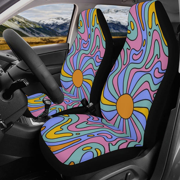 70's Retro Groovy Psychedelic Car Seat Cover Front And Back