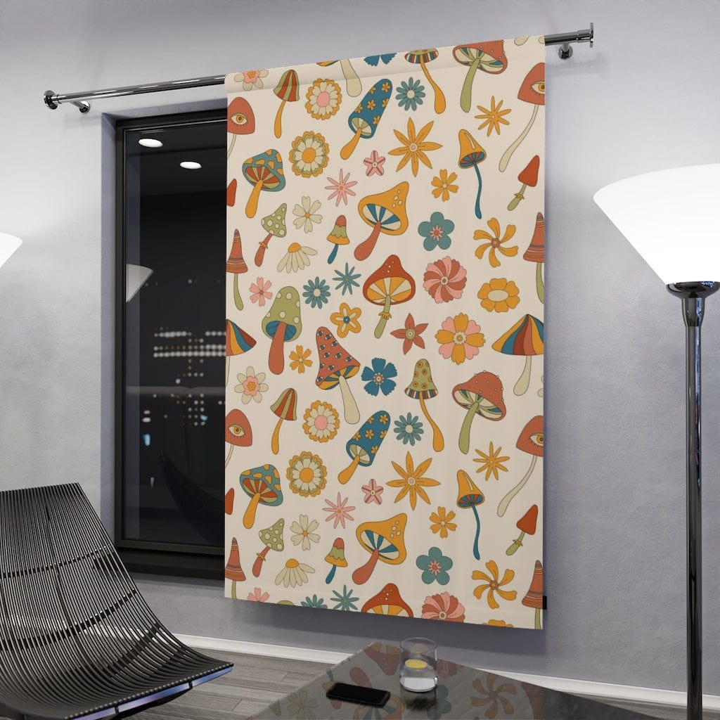 60's, 70's Vibes, Trippy, Mushroom, Groovy Flower Power Window Curtains Home Decor Blackout / 50" × 84"