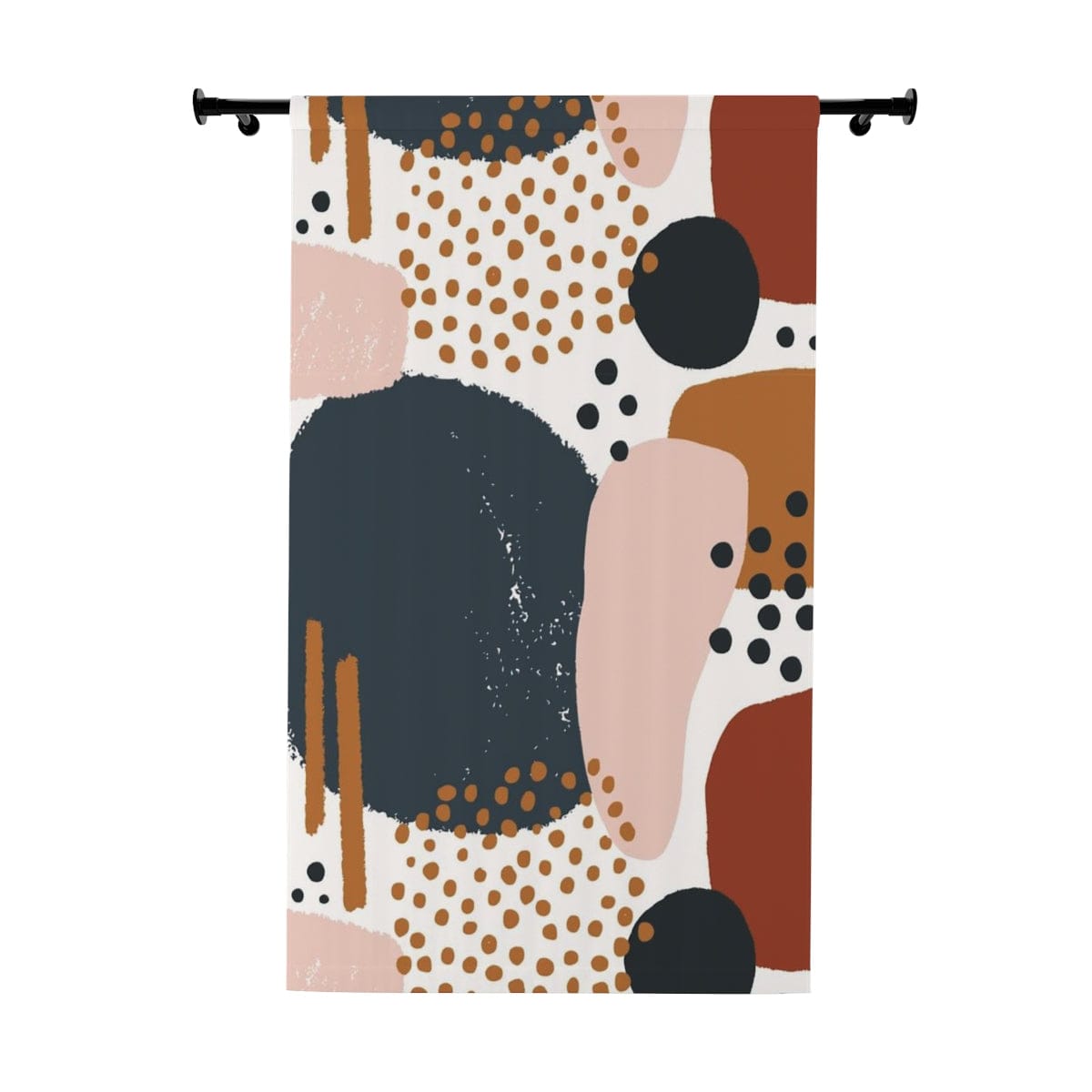 Abstract Curtain, Watercolor, Geometric Boho, Navy Blue, Terracotta, Beige, Modern Retro Bohemian, Living Room, Bedroom Window Curtain Home Decor Blackout / 50" × 84"