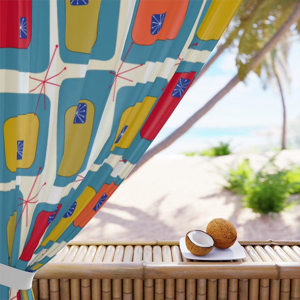 Mid Century Modern, Color Block, Tropical Hotel Vibes, Retro, Blue, Green, Orange, Mustard Yellow, Atomic 50&